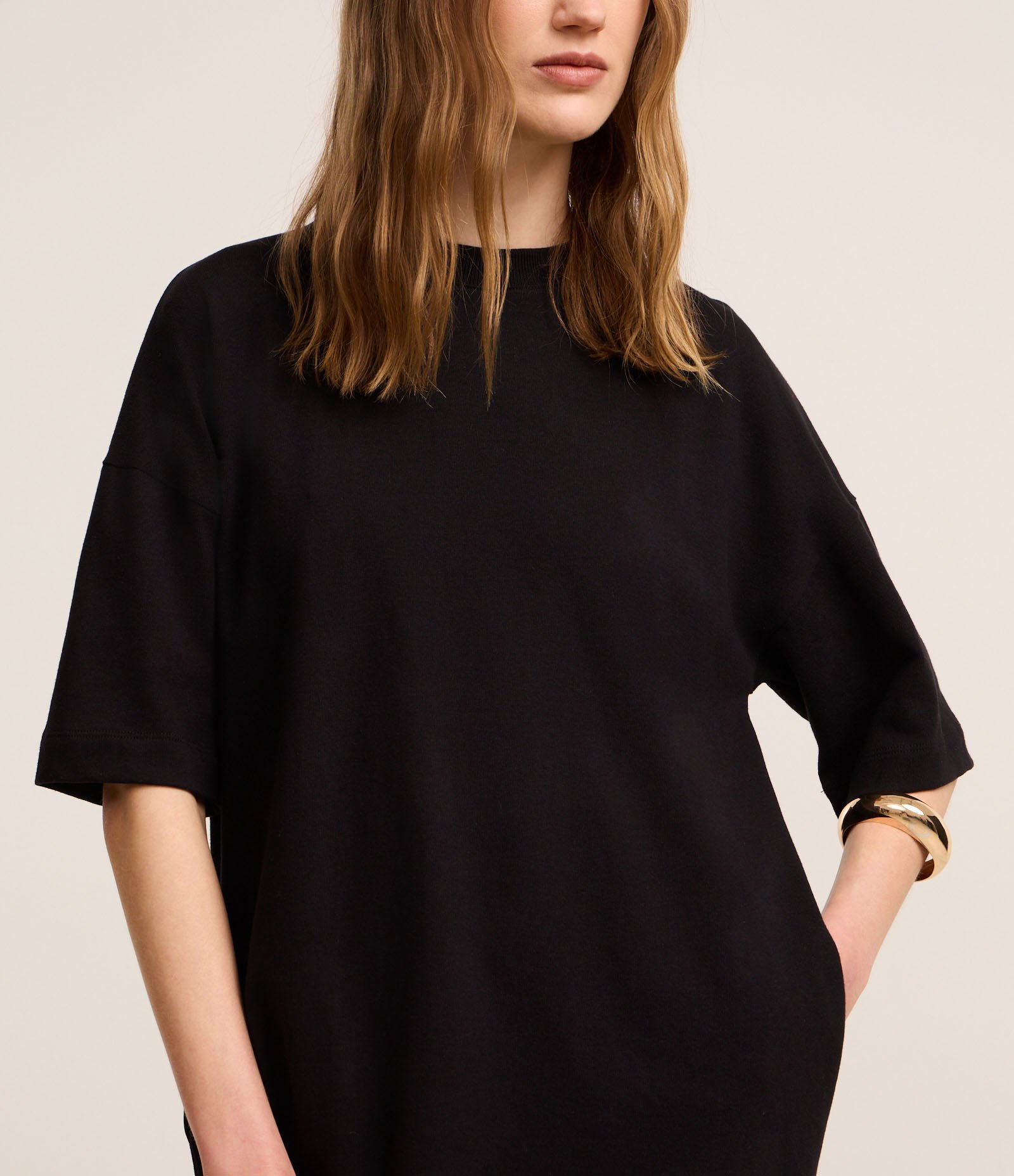 Vestido T-Shirt Básico em Algodão com Manga Curta Preto 4