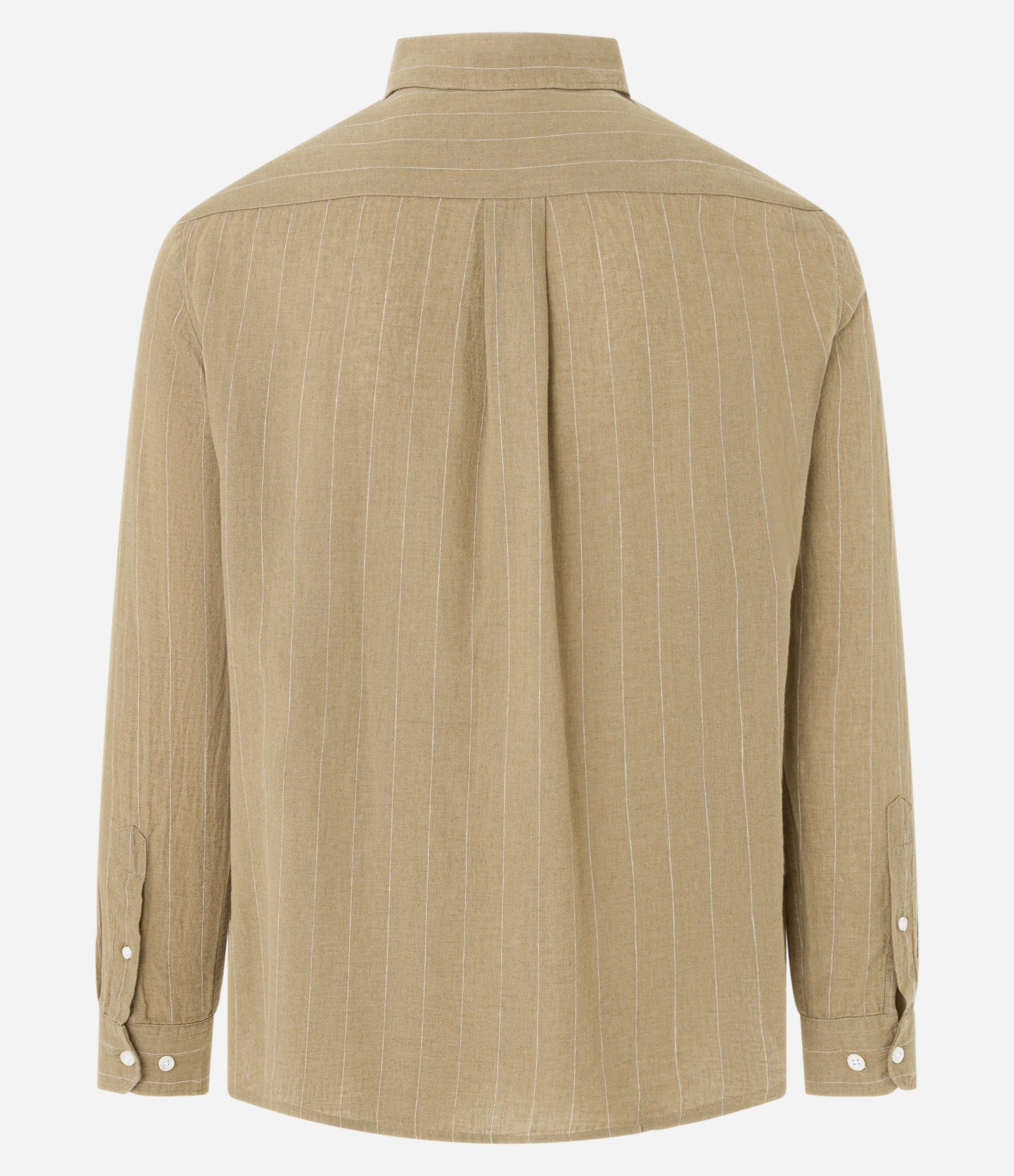 Camisa Regular em Linho com Estampa de Listra Fio Tinto e Texturizada Verde 6