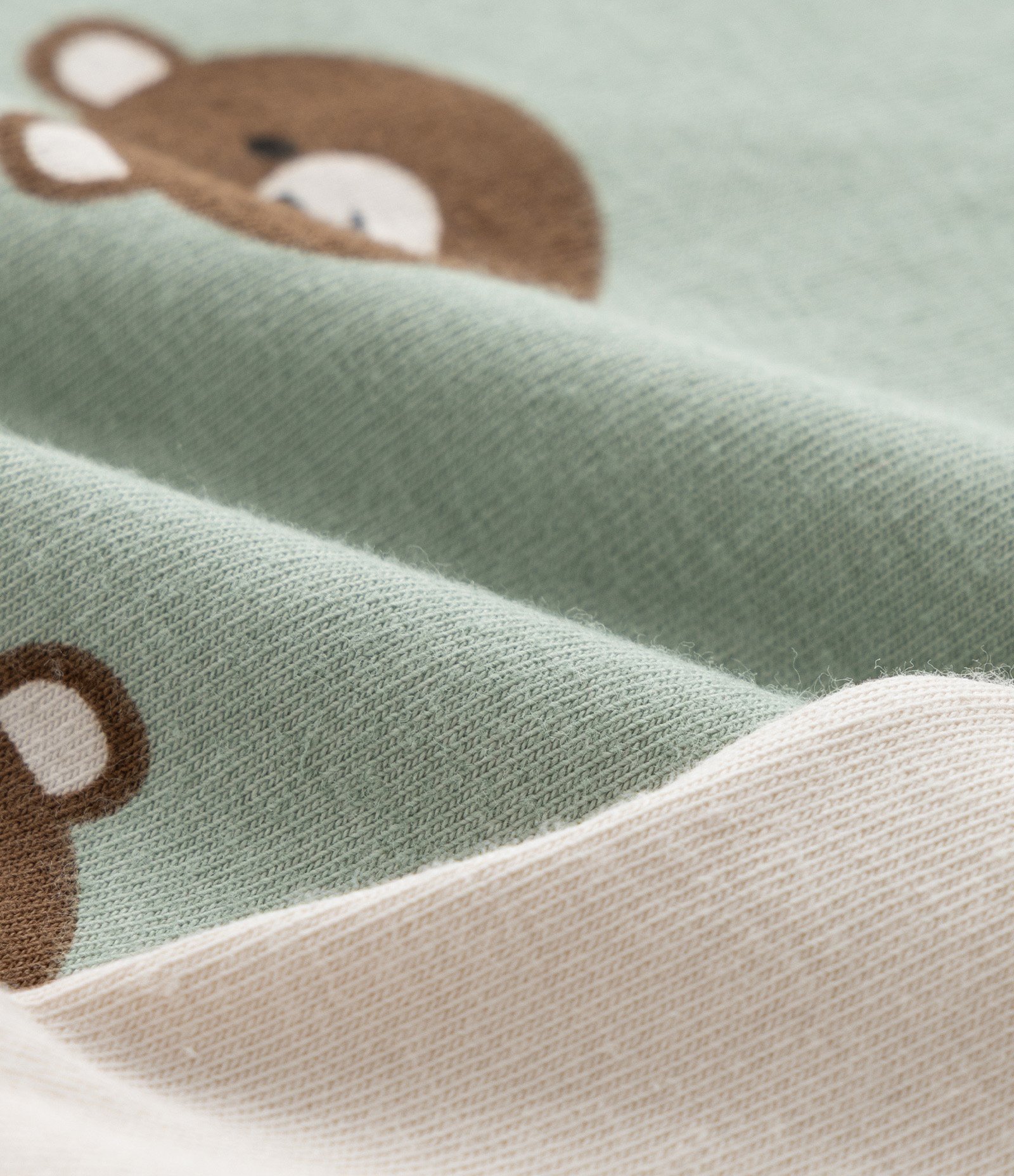 Kit 02 Bodies Infantis com Estampa de Urso - Tam 0 a 18 Meses Bege/Verde 3