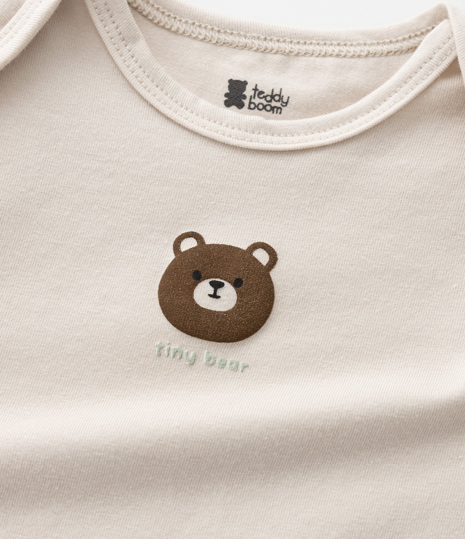 Kit 02 Bodies Infantis com Estampa de Urso - Tam 0 a 18 Meses Bege/Verde 4