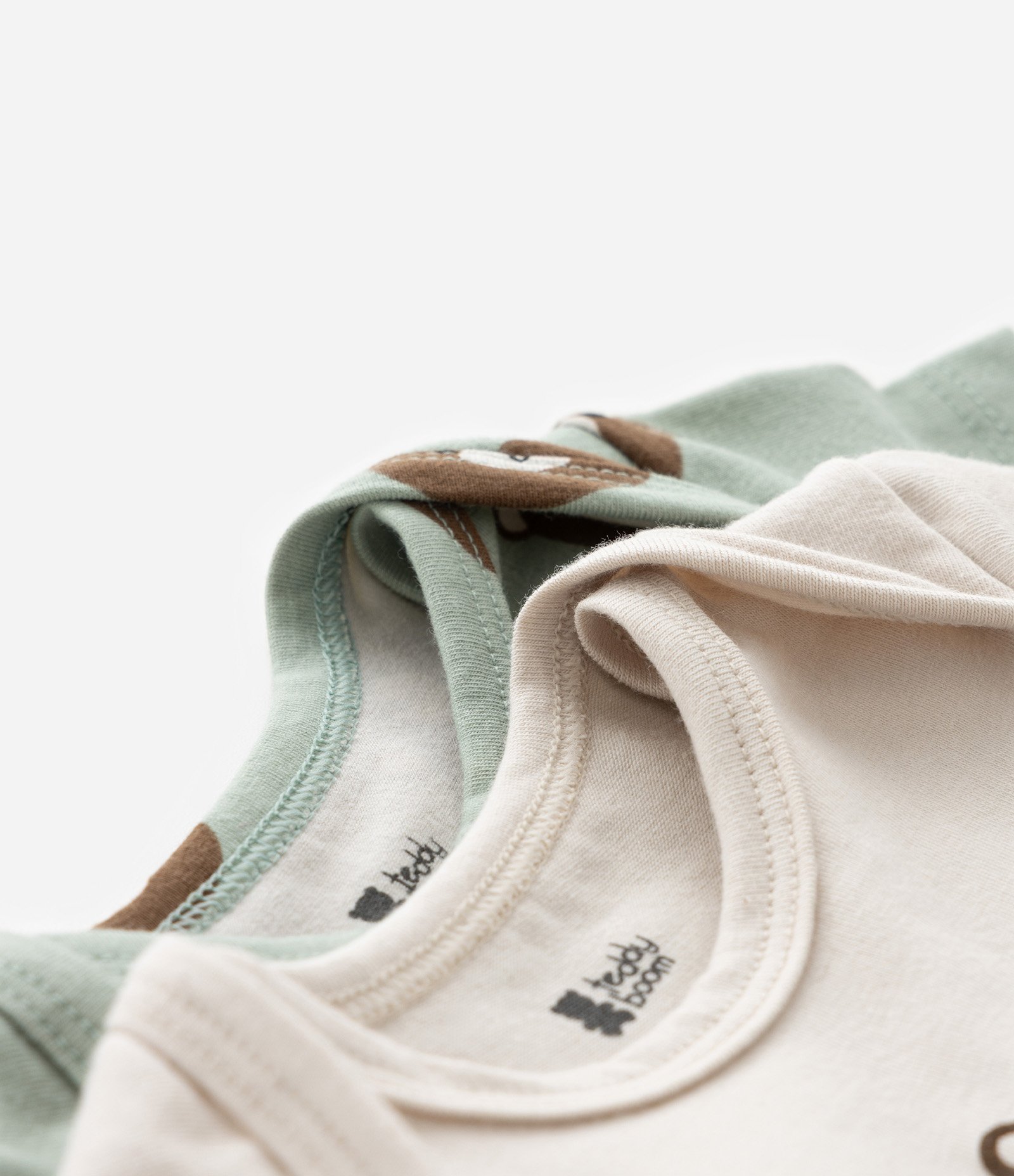 Kit 02 Bodies Infantis com Estampa de Urso - Tam 0 a 18 Meses Bege/Verde 6