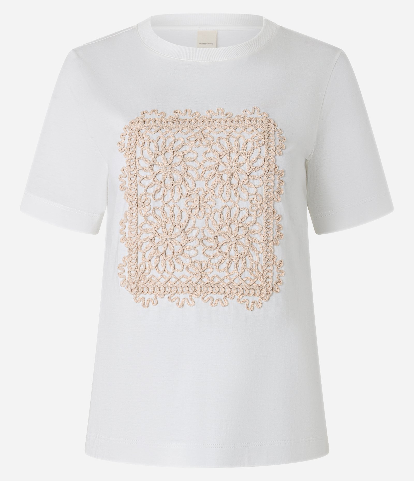 Camiseta em Algodão com Bordado Floral e Gola Redonda Branco 5