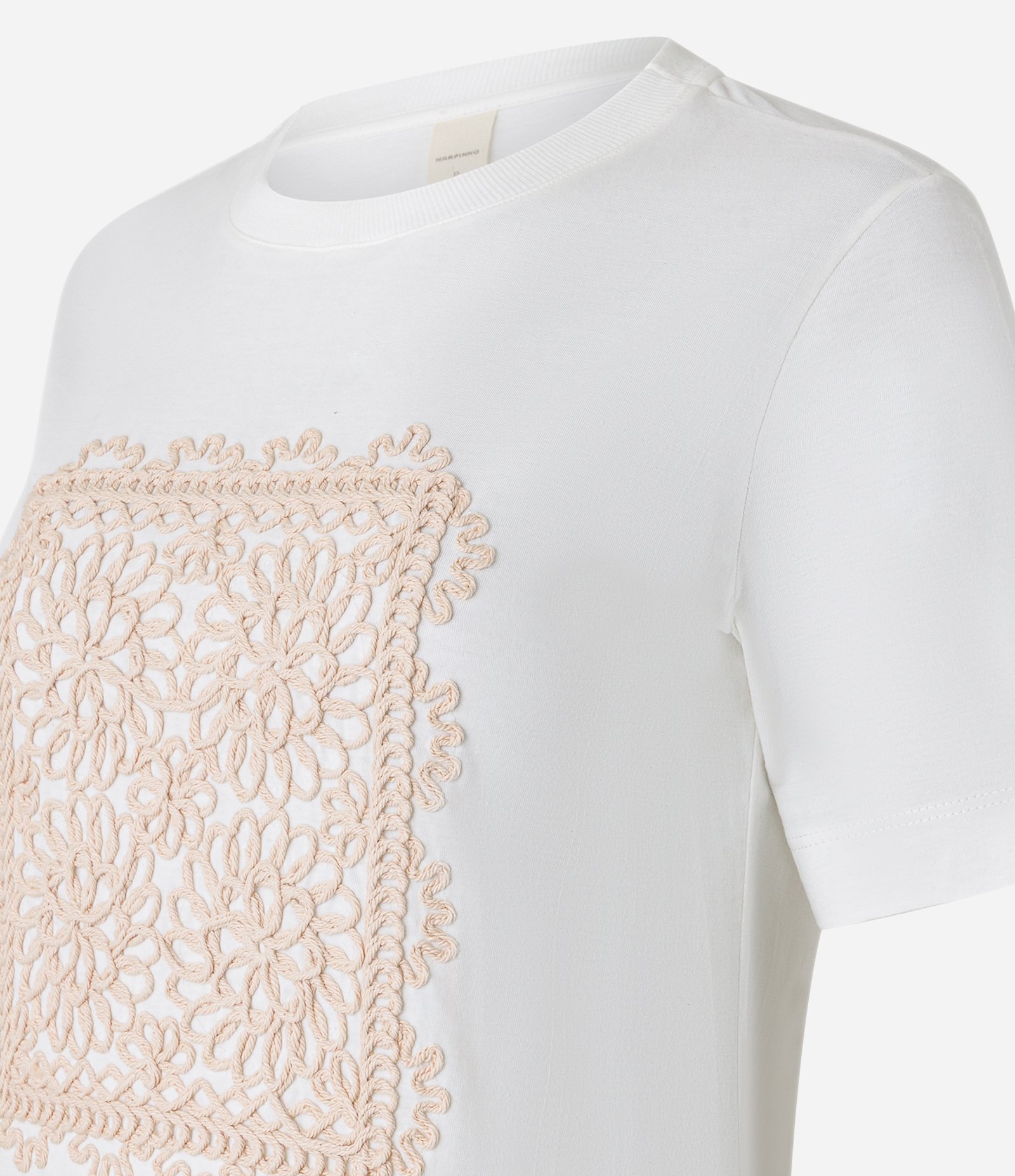 Camiseta em Algodão com Bordado Floral e Gola Redonda Branco 6