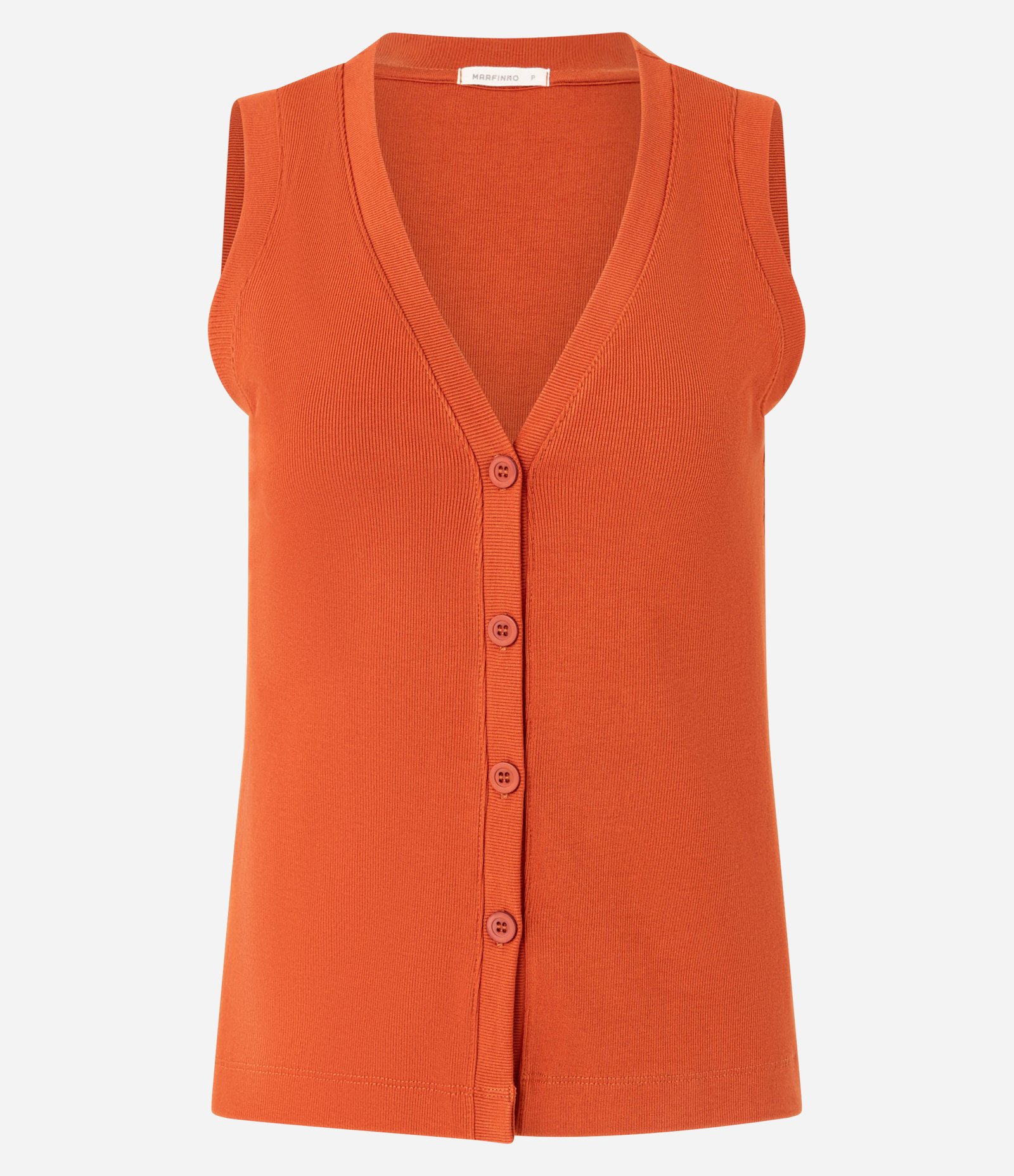 Blusa Colete Canelada em Ribana com Abotoamento Laranja 7