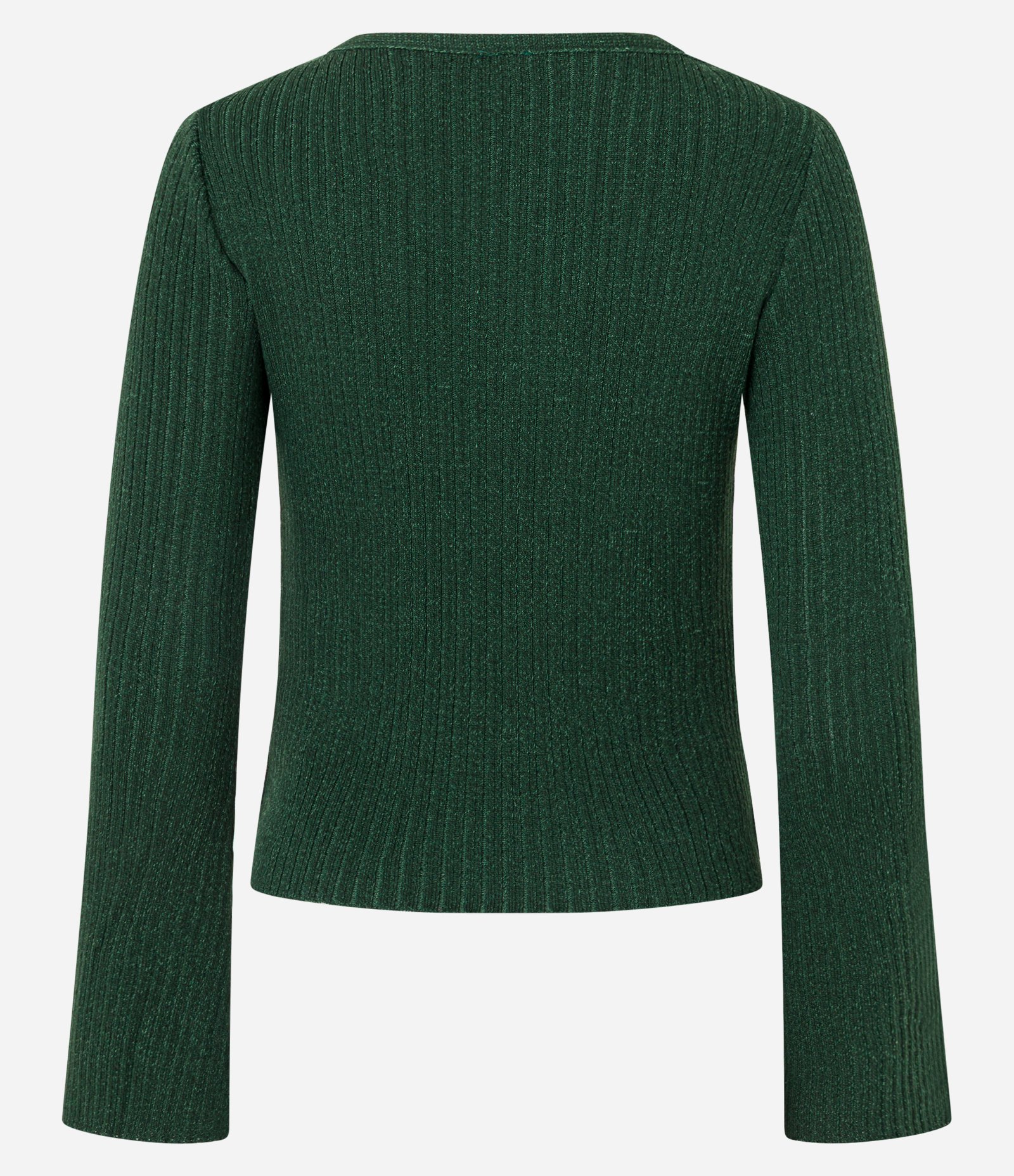 Blusa Canelada em Tricô com Amarração e Punho Amplo Verde 6