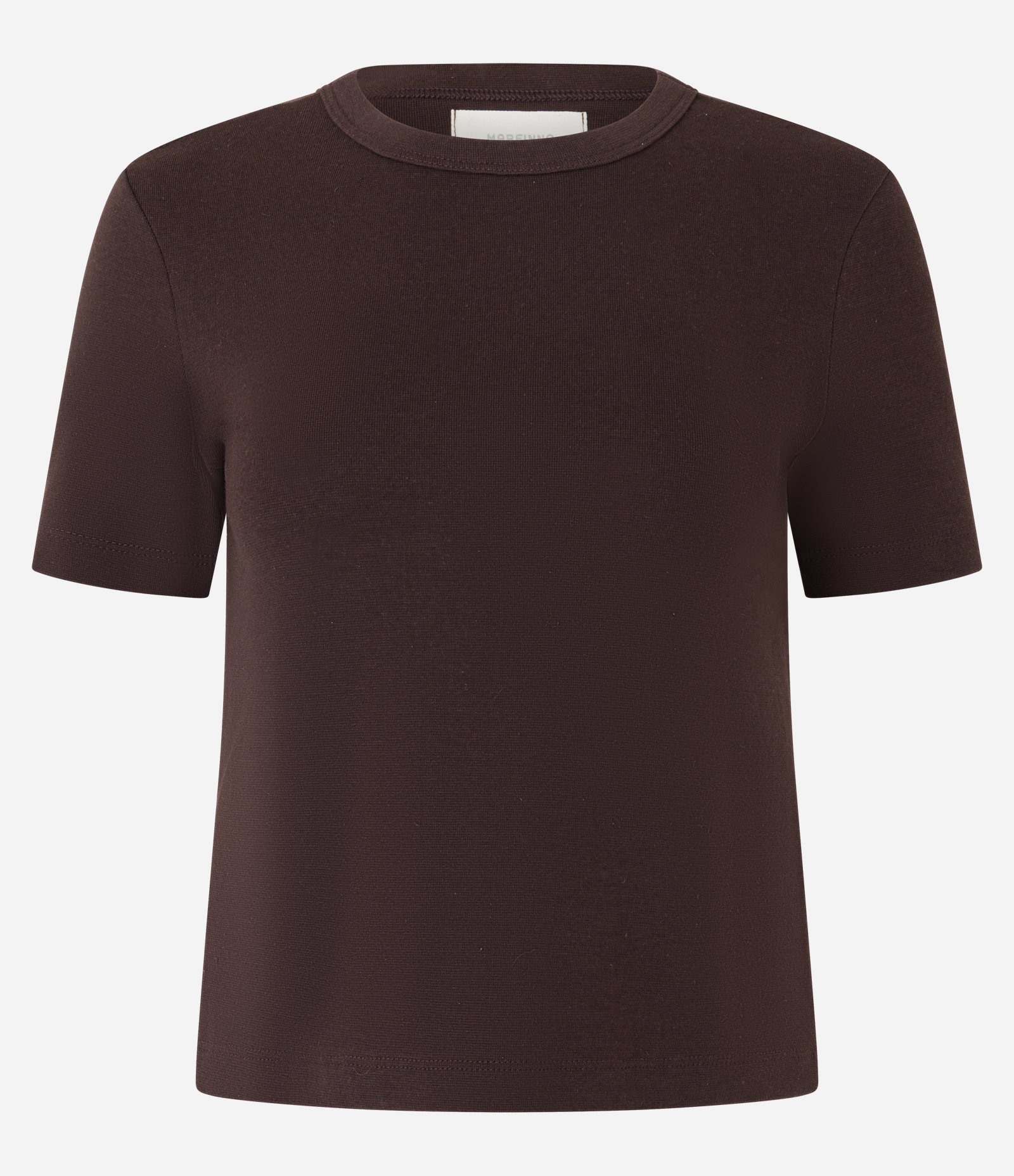 Blusa Básica Ajustada em Ribana com Gola Redonda Marrom 5