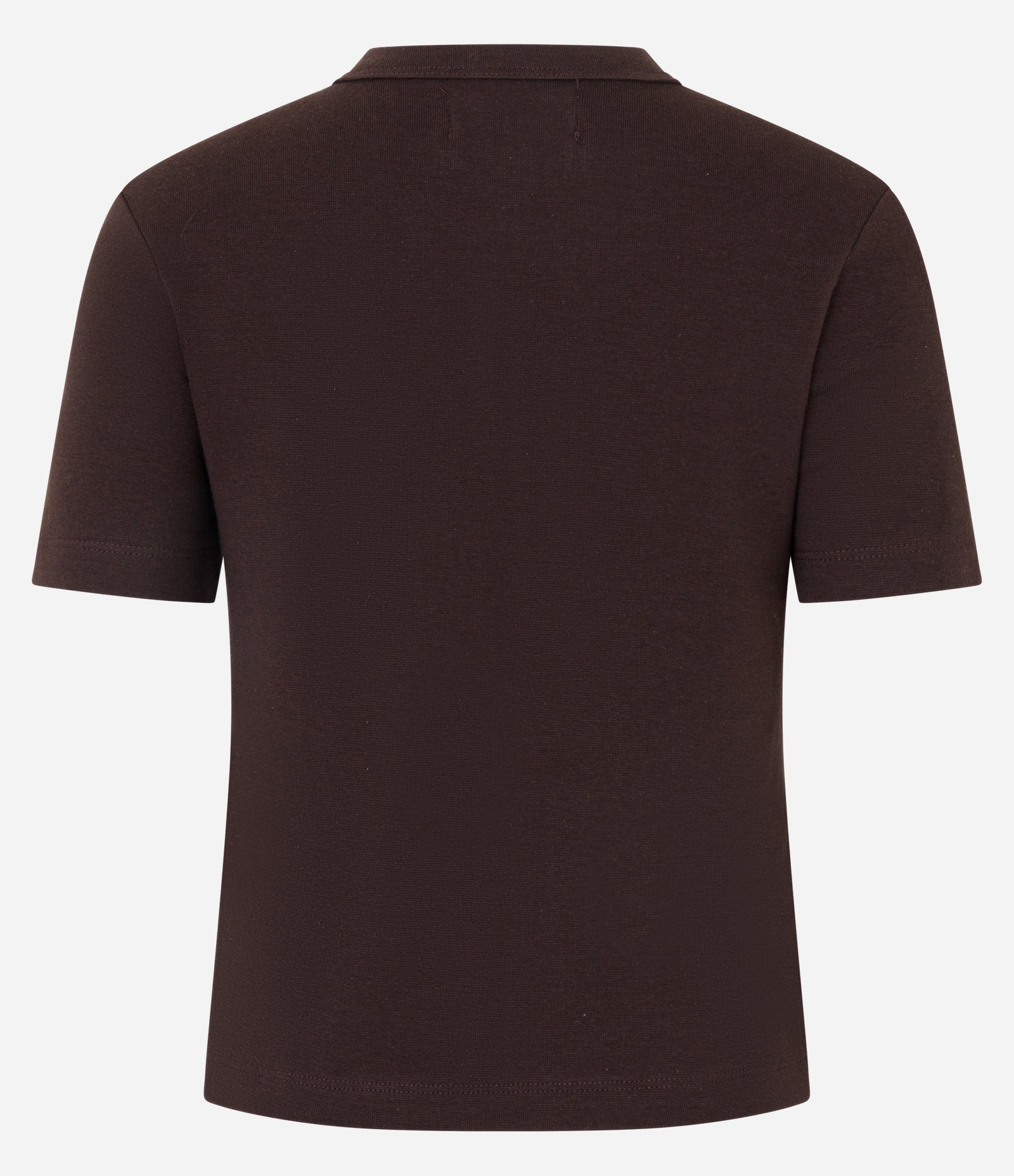 Blusa Básica Ajustada em Ribana com Gola Redonda Marrom 6