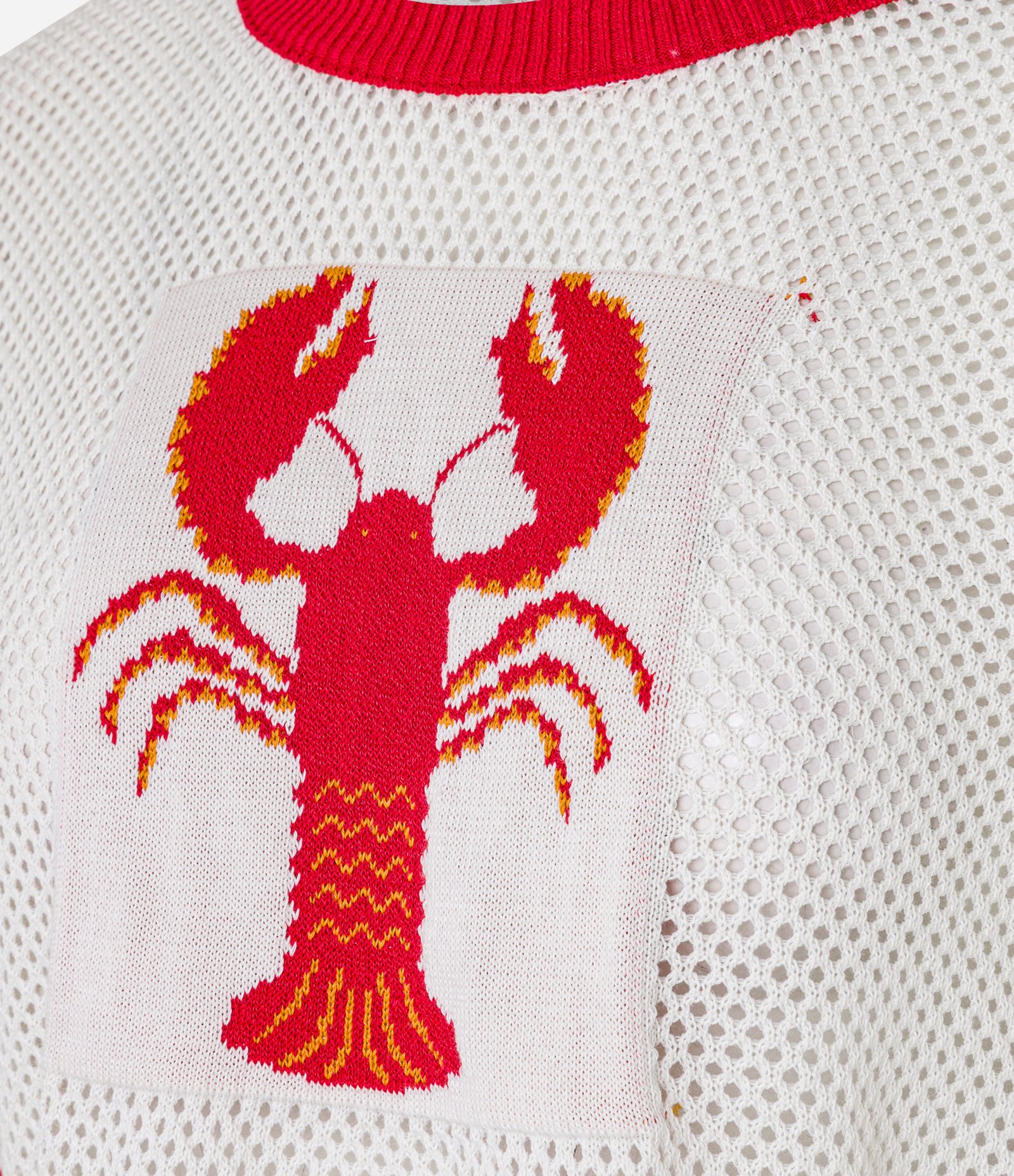 Blusa Cropped em Tricô com Jacquard de Lagosta Branco 6