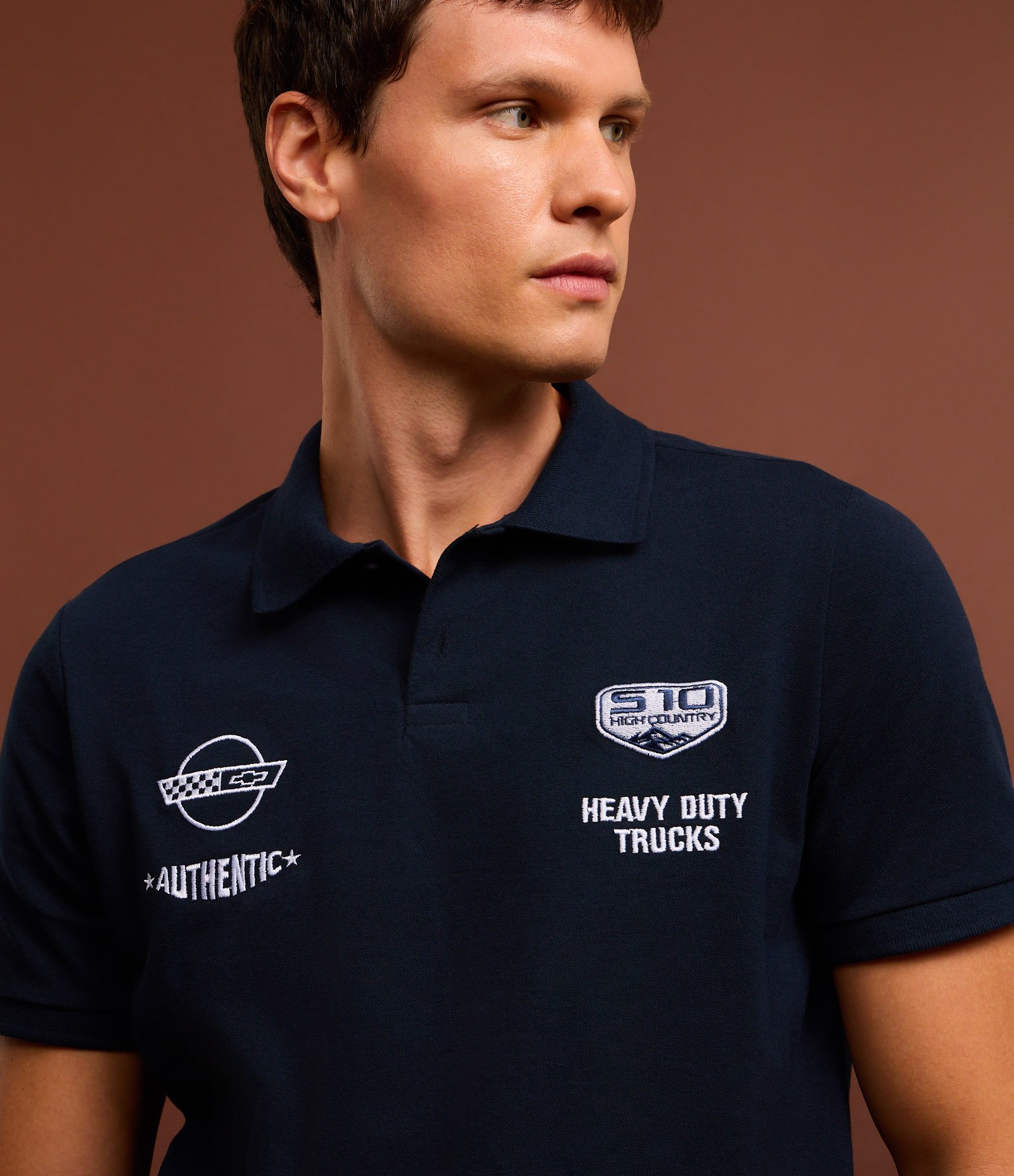Camisa Polo em Algodão com Bordado Chevrolet Azul 5