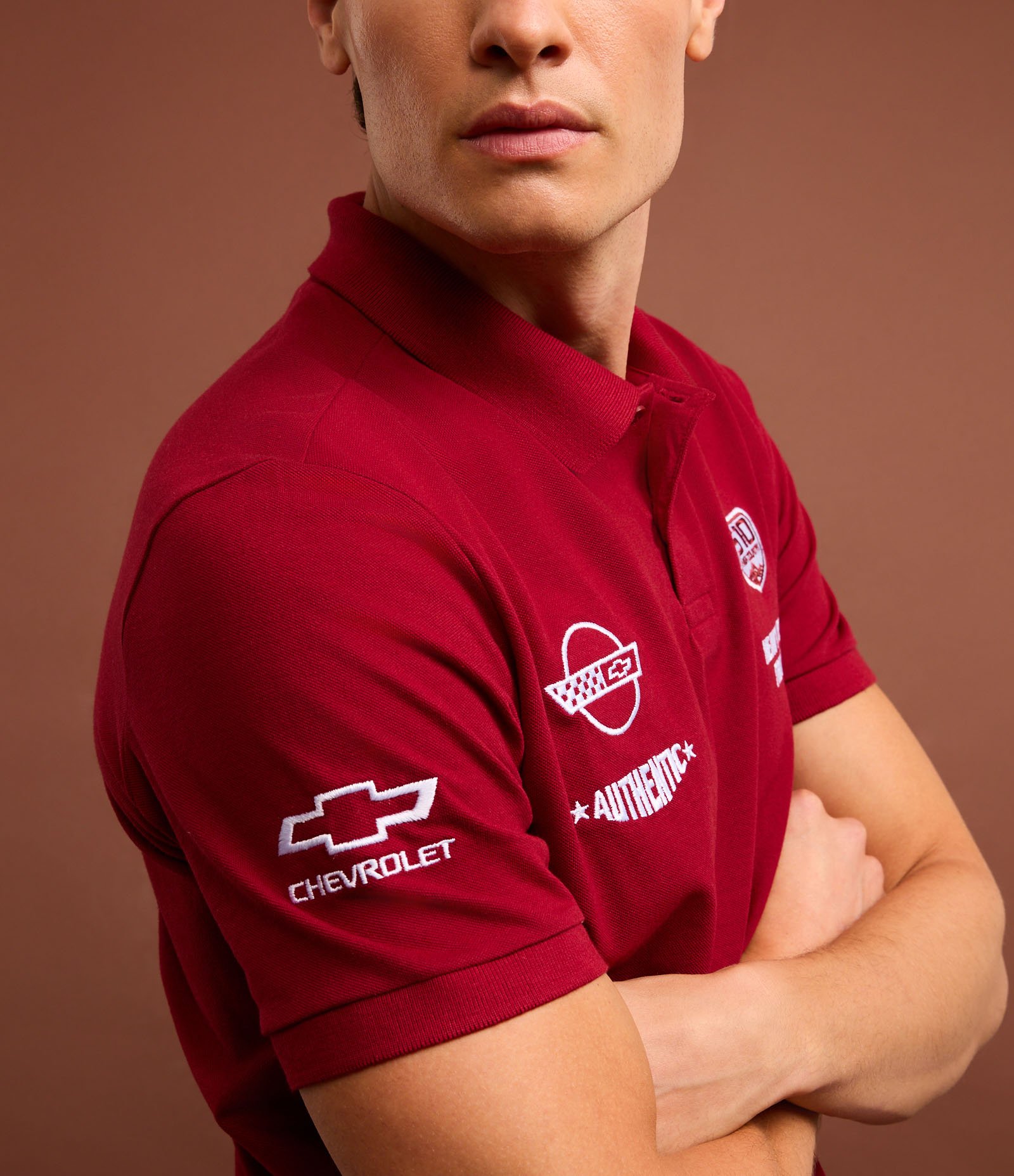 Camisa Polo em Algodão com Bordado Chevrolet Vermelho 3