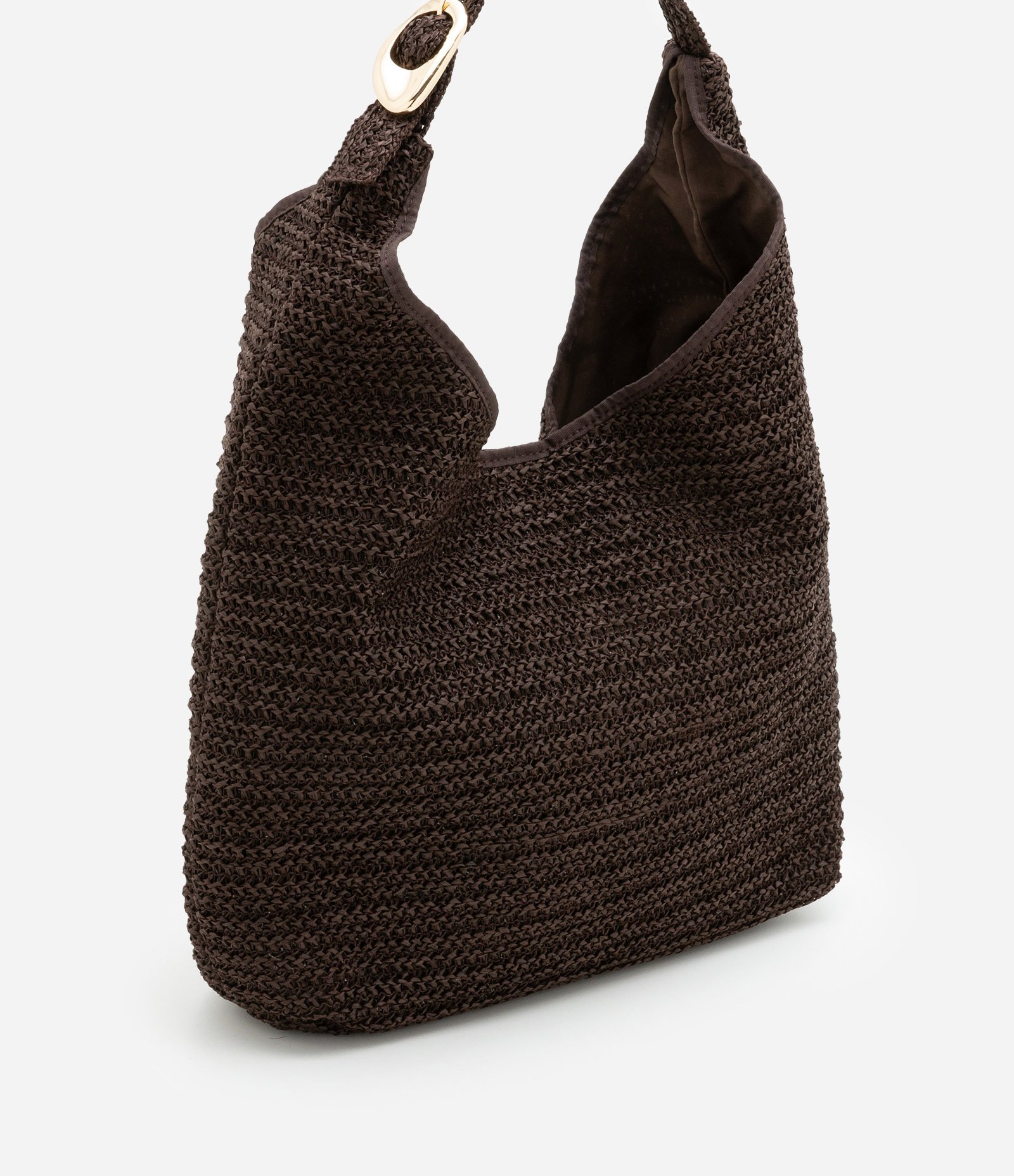 Bolsa de Praia Saco de Palha com Fivela Metalizada Marrom 1