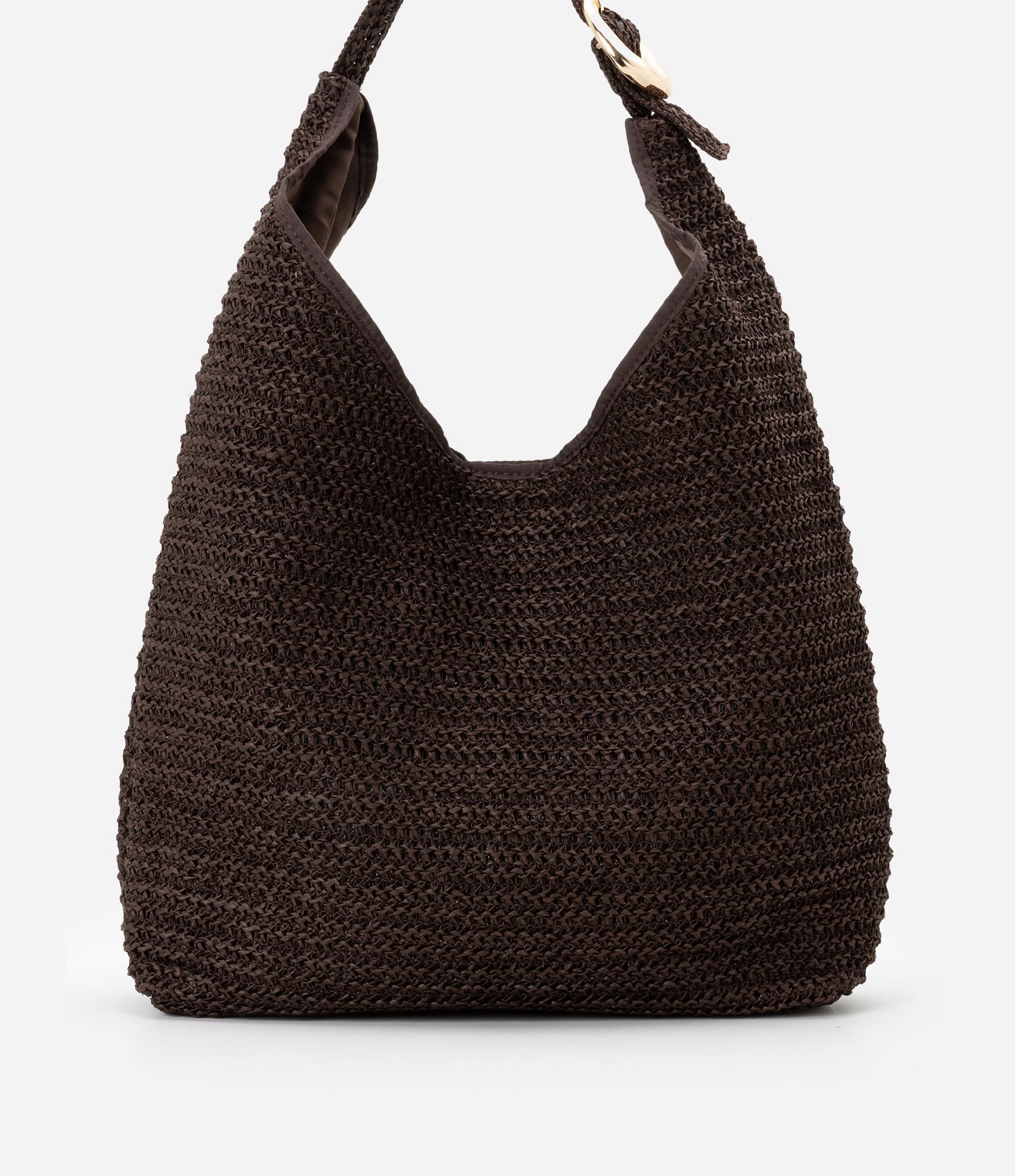 Bolsa de Praia Saco de Palha com Fivela Metalizada Marrom 5