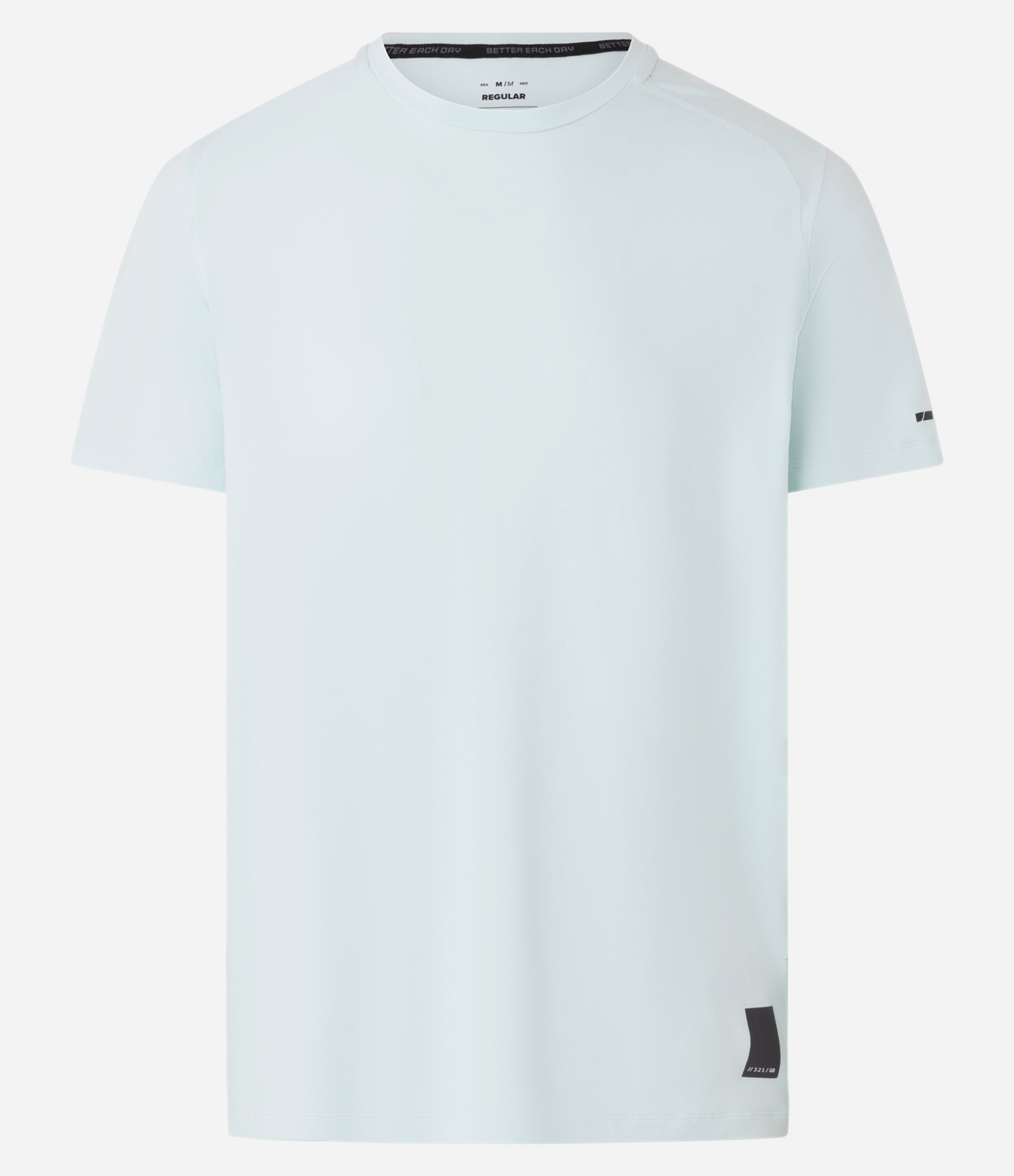 Camiseta Regular Esportiva em Tecnologia Dry com Etiqueta na Barra Azul claro 7