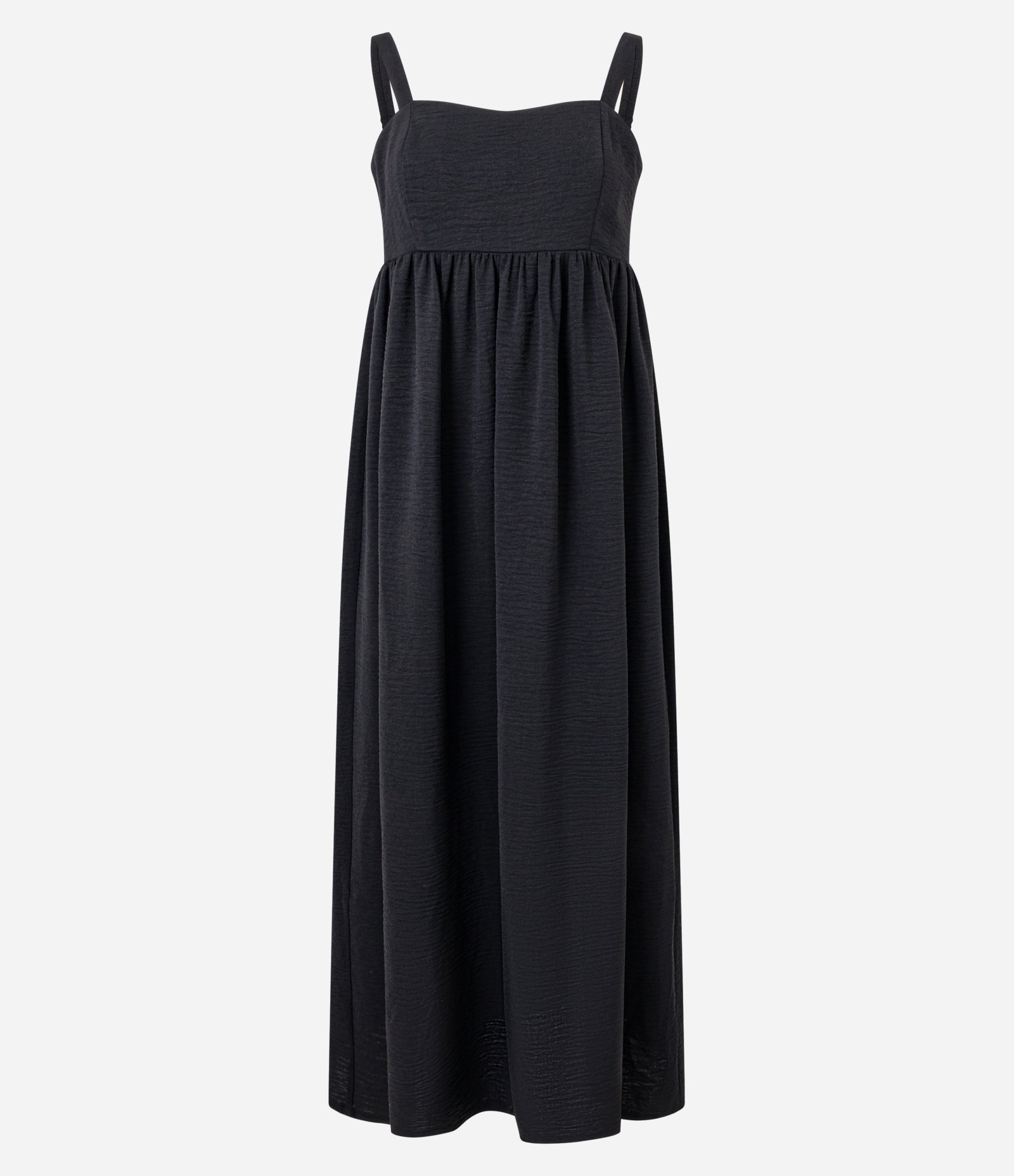 Vestido Evasê Midi em Airflow com Decote Coração Preto 5