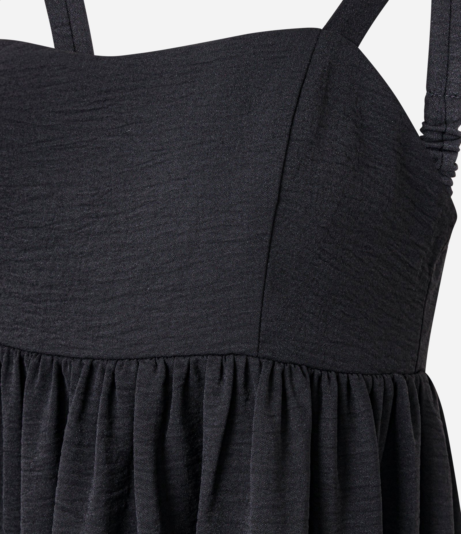 Vestido Evasê Midi em Airflow com Decote Coração Preto 6