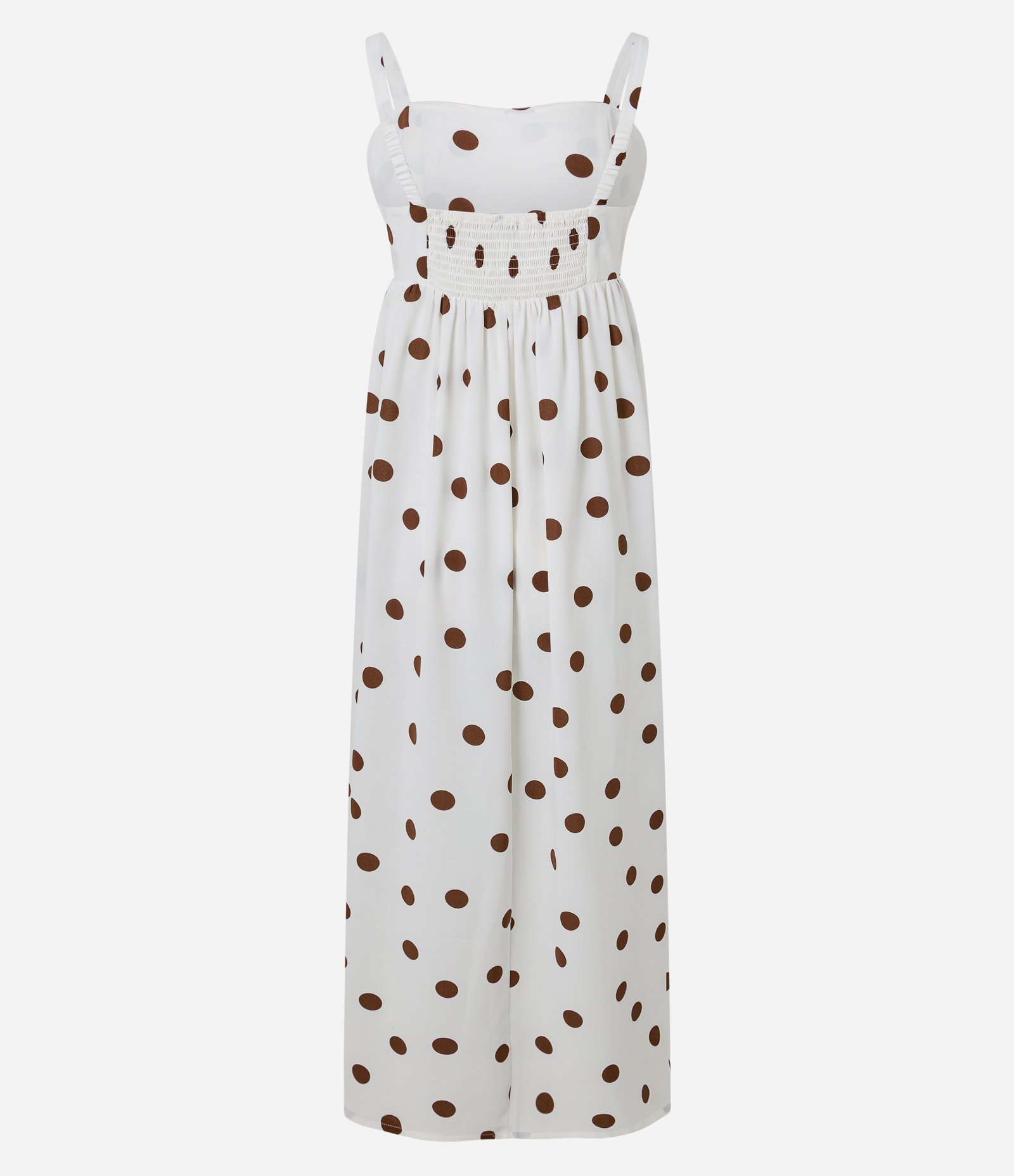 Vestido Evasê Midi em Airflow com Estampa Poá Branco/Marrom 9