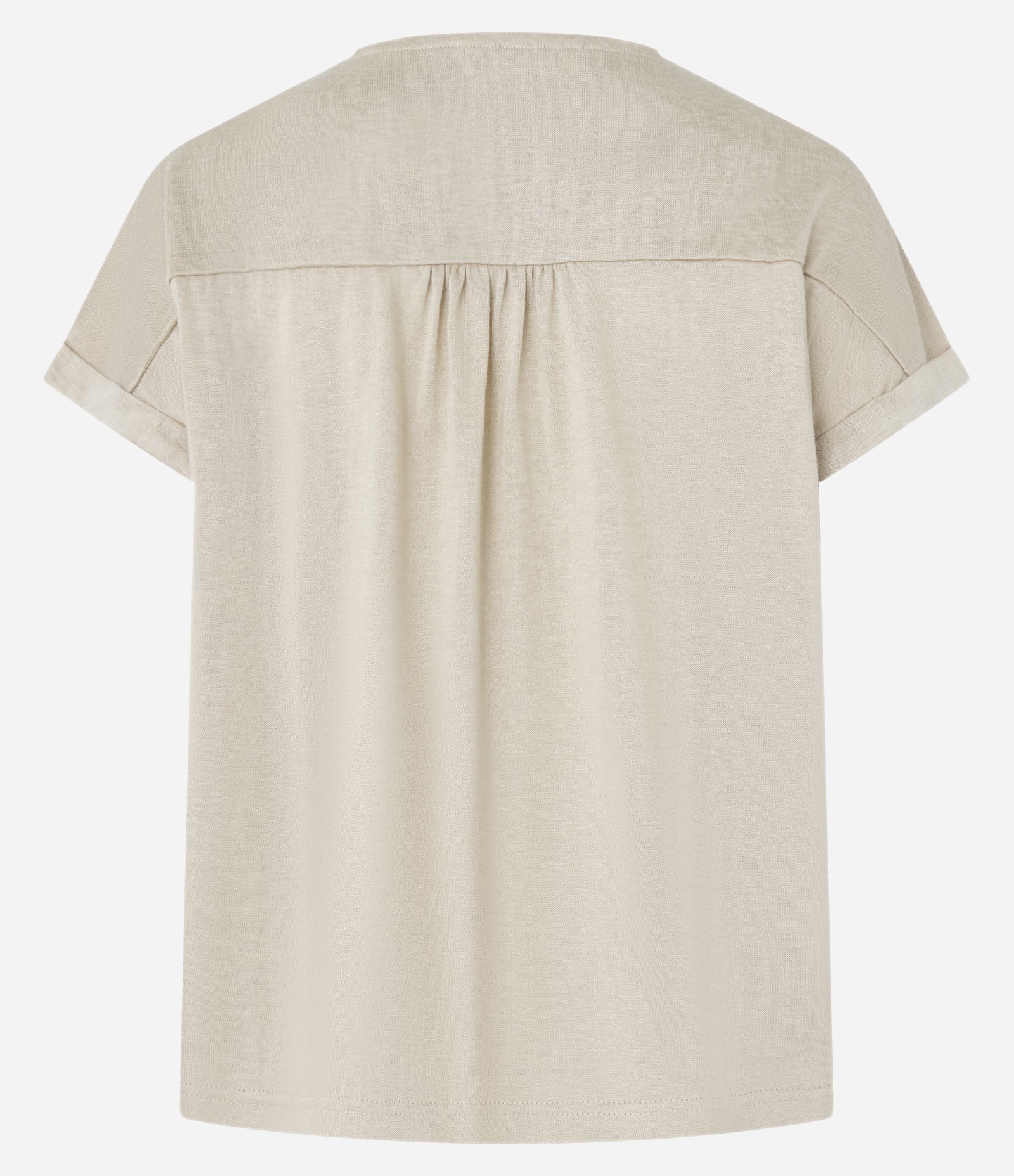 Blusa em Flamê com Entremeio na Manga Dobrada Bege 6