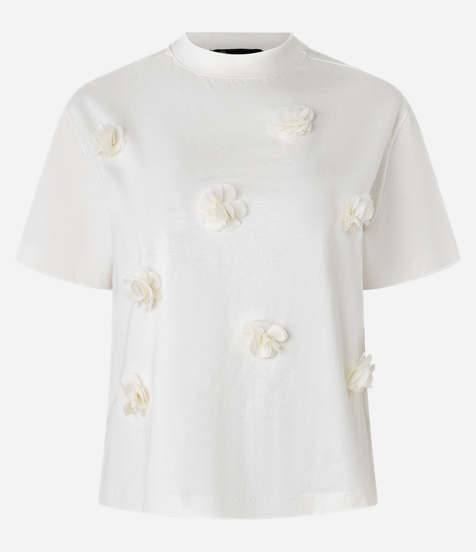 Blusa em Algodão com Flores de Organza Aplicadas Off White 7