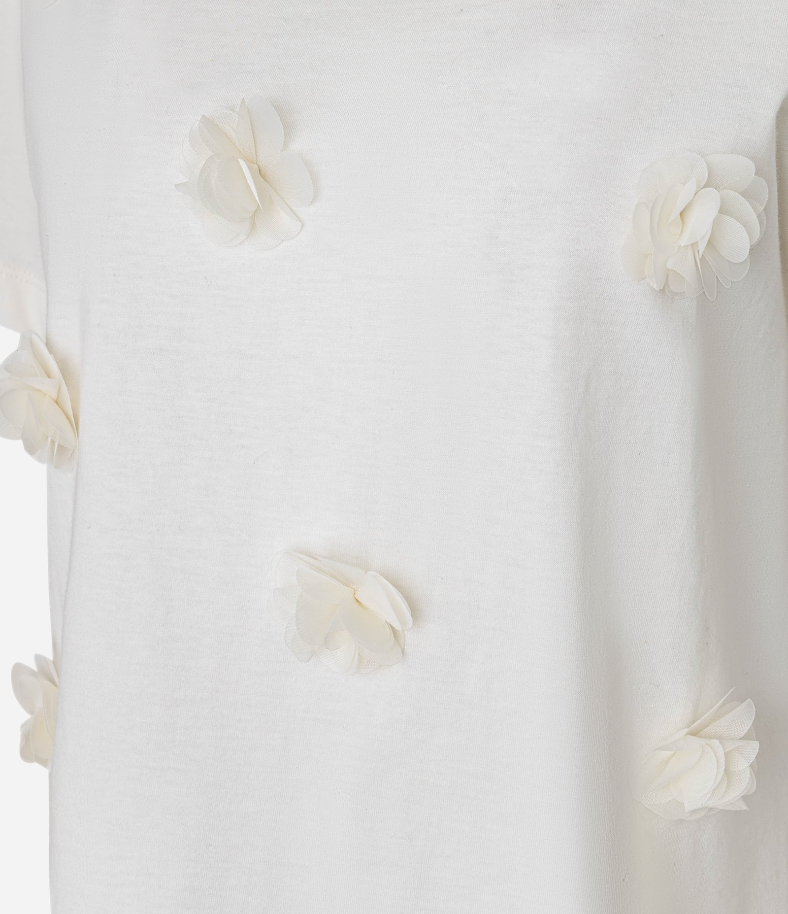 Blusa em Algodão com Flores de Organza Aplicadas Off White 8