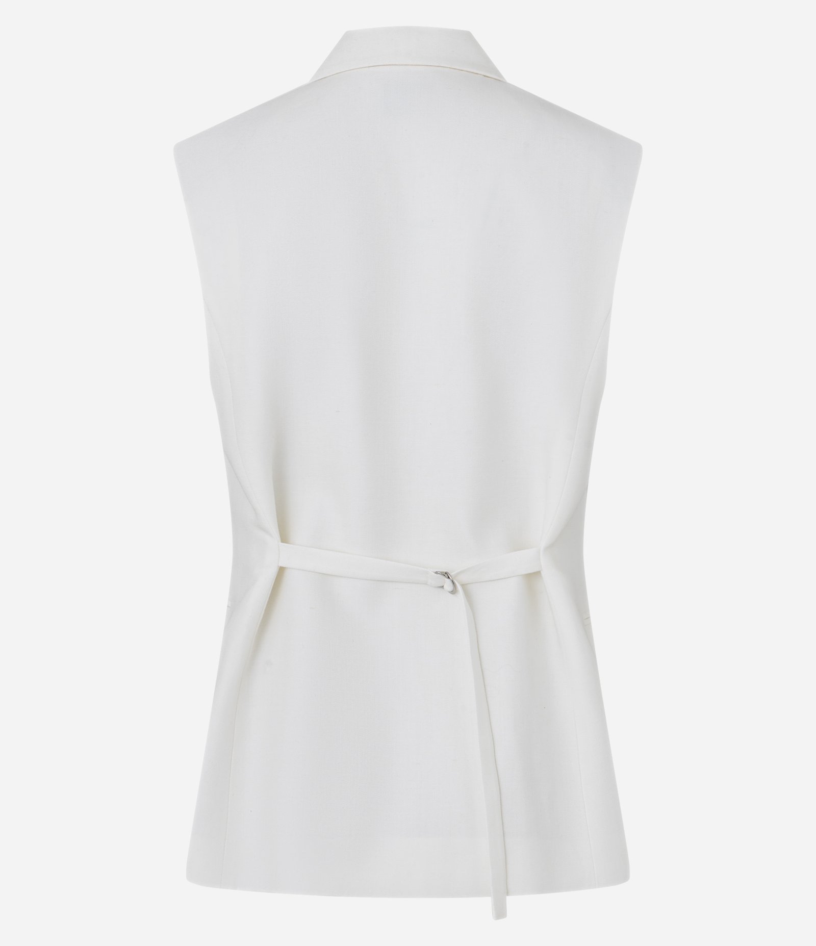 Colete Acinturado Longo com Fivela Ajustável nas Costas Off White 7