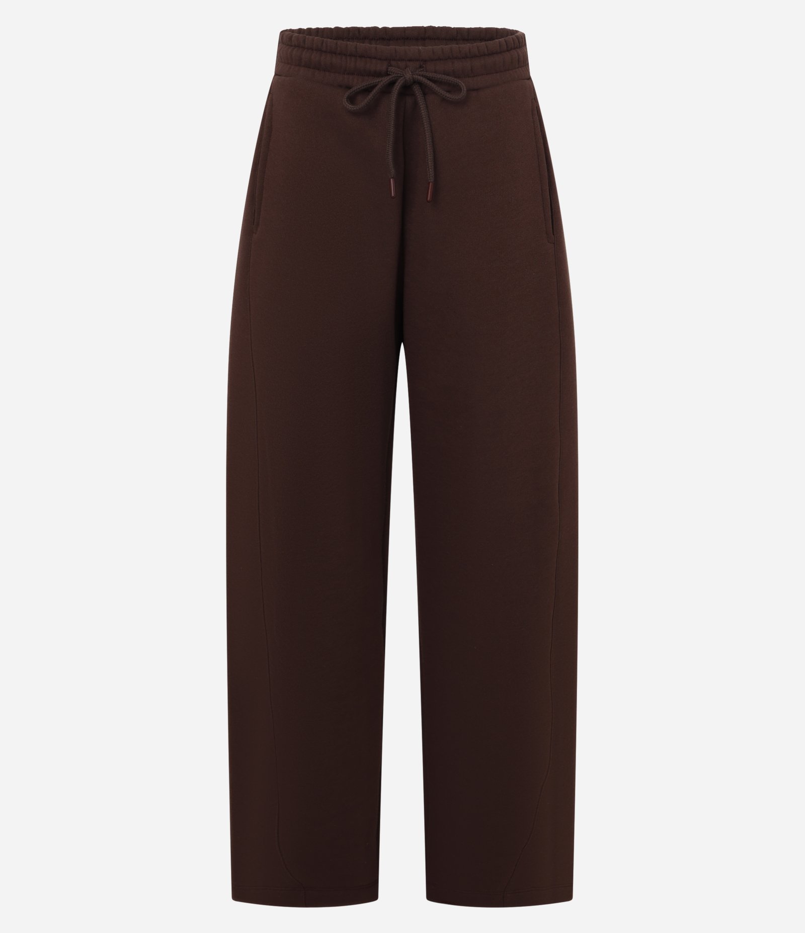 Calça Barrel em Moletom com Forro Fleece e Amarração na Cintura Marrom 6