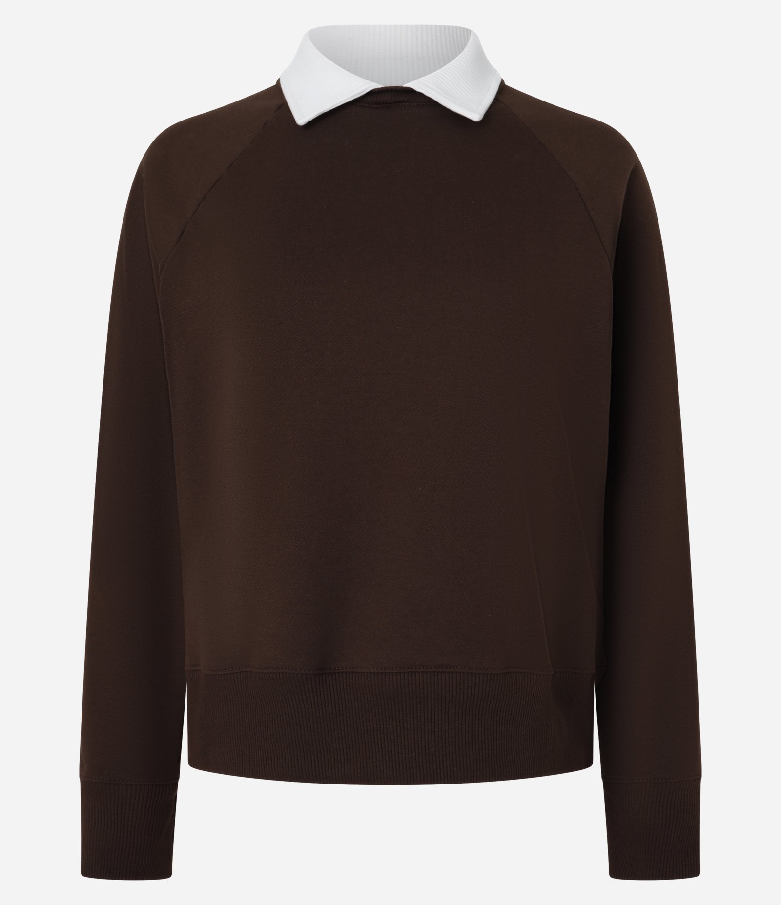 Casaco em Moletom com Gola Camisa e Cava Raglan Marrom 5