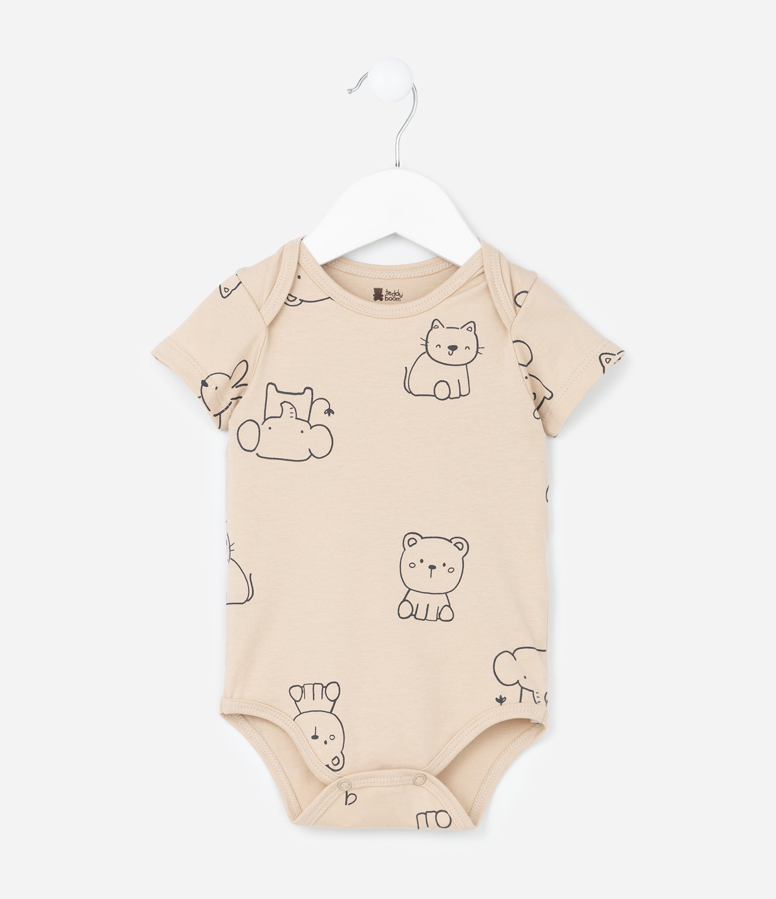 Body Infantil em Algodão com Estampa Bichinhos - Tam RN a 18 meses Bege 2