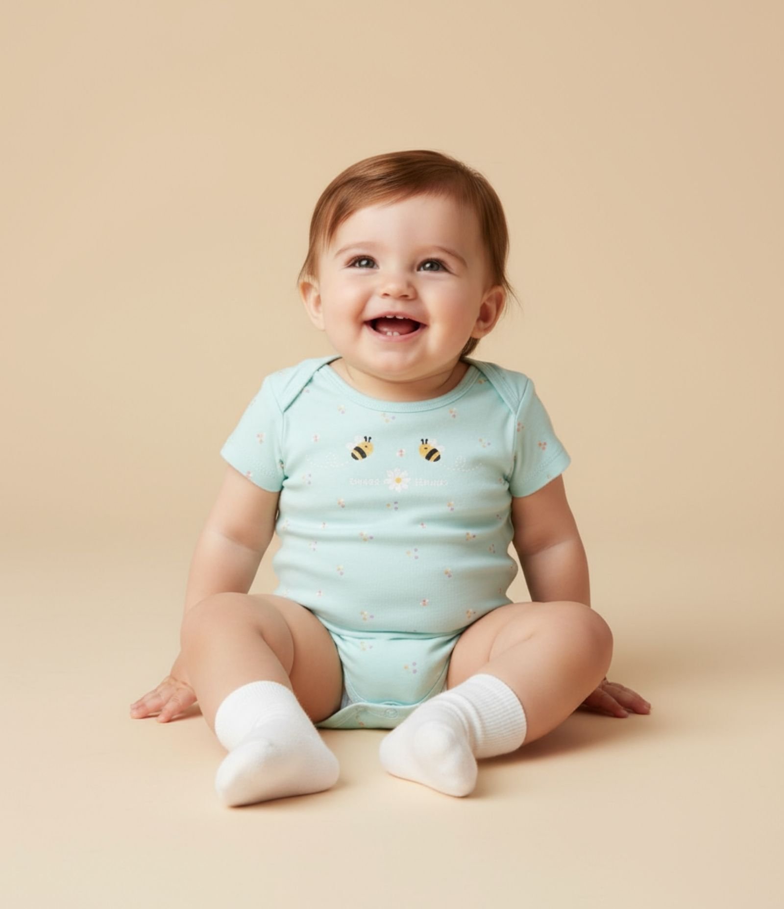 Body Infantil com Estampa de Abelhinhas - Tam RN a 18 meses Verde 1