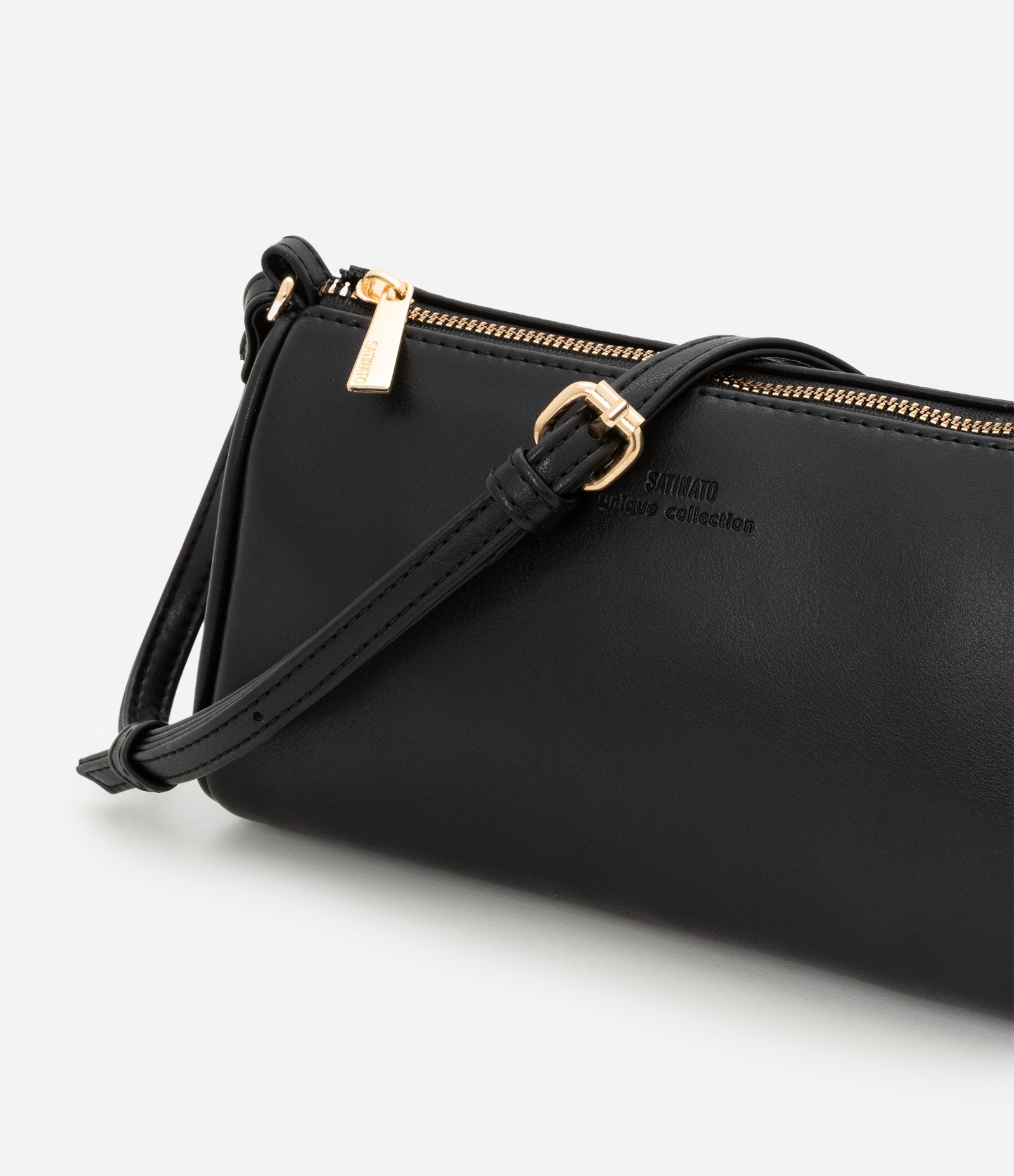 Bolsa Baguete em PU com Alça Transversal Fixa Preto 5