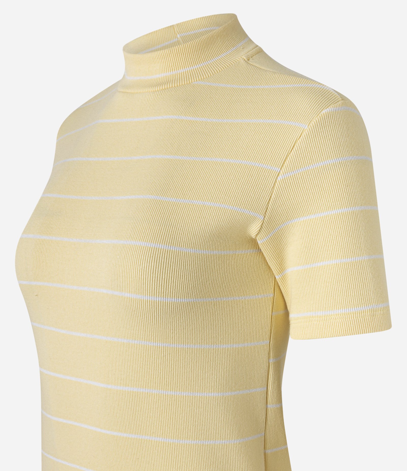 Blusa em Ribana com Golinha Média e Estampa Listrada Amarelo 6