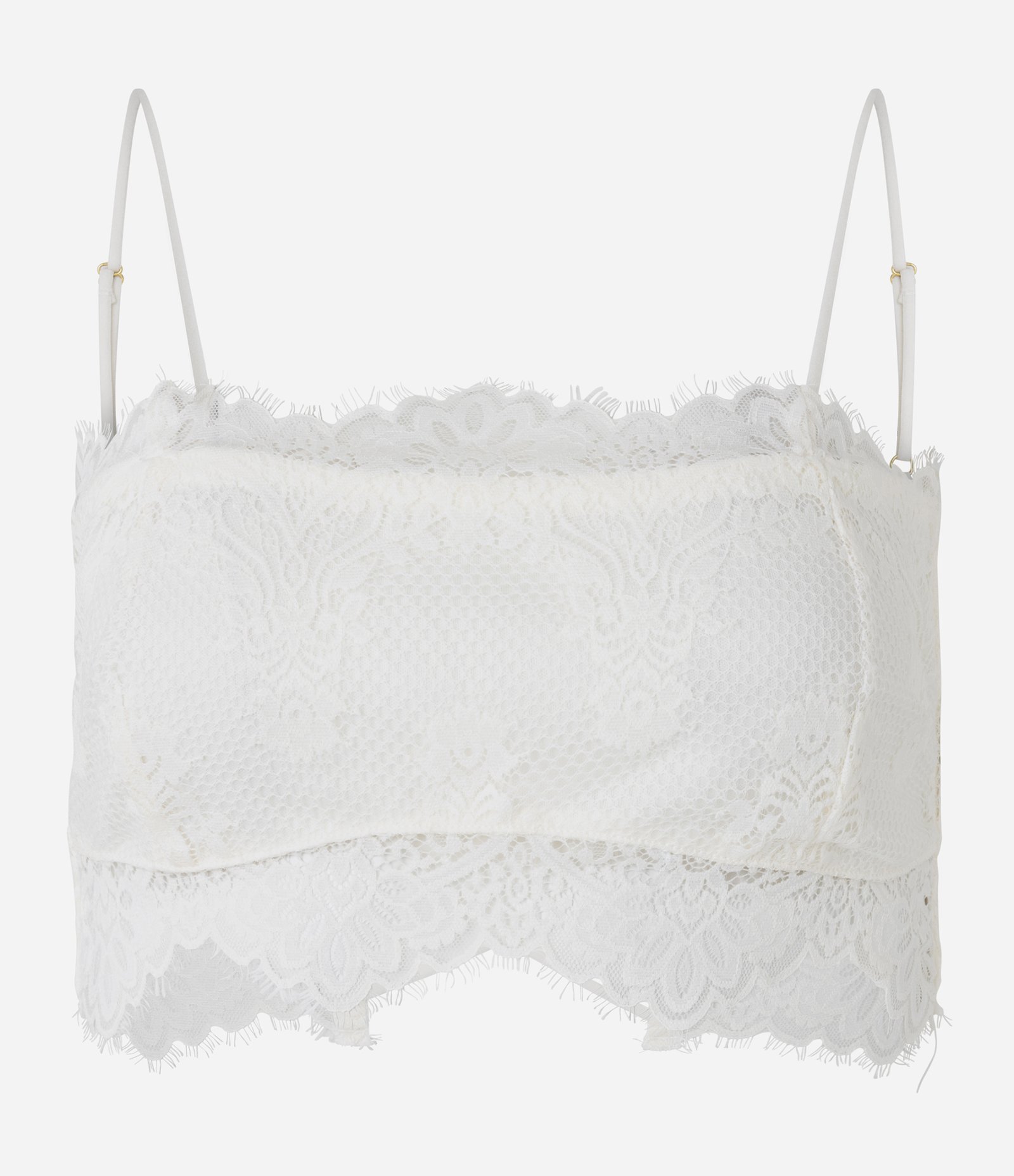 Blusa Cropped de Alça em Renda com Forro Off White 6