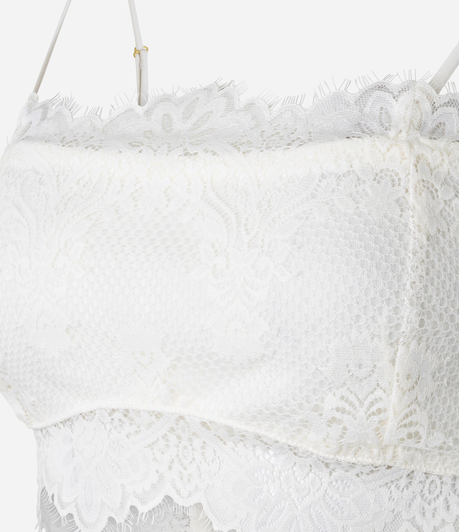 Blusa Cropped de Alça em Renda com Forro Off White 7