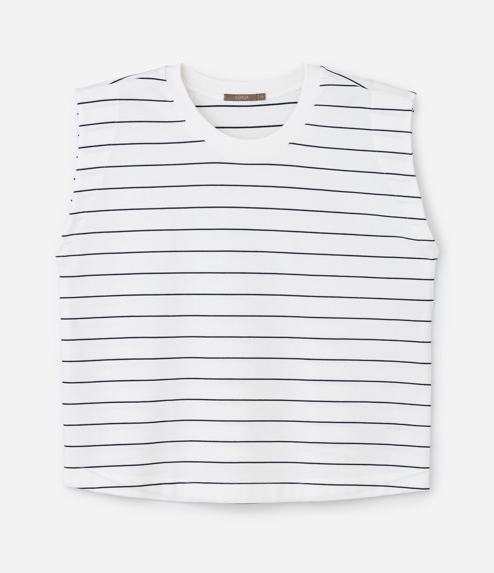 Blusa Regata em Ribana com Listras Curve & Plus Size Branco 5
