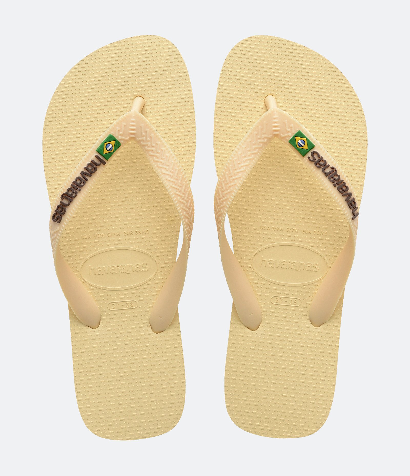 Chinelo Havaianas Tradicional com Bandeira do Brasil Amarelo Claro 1