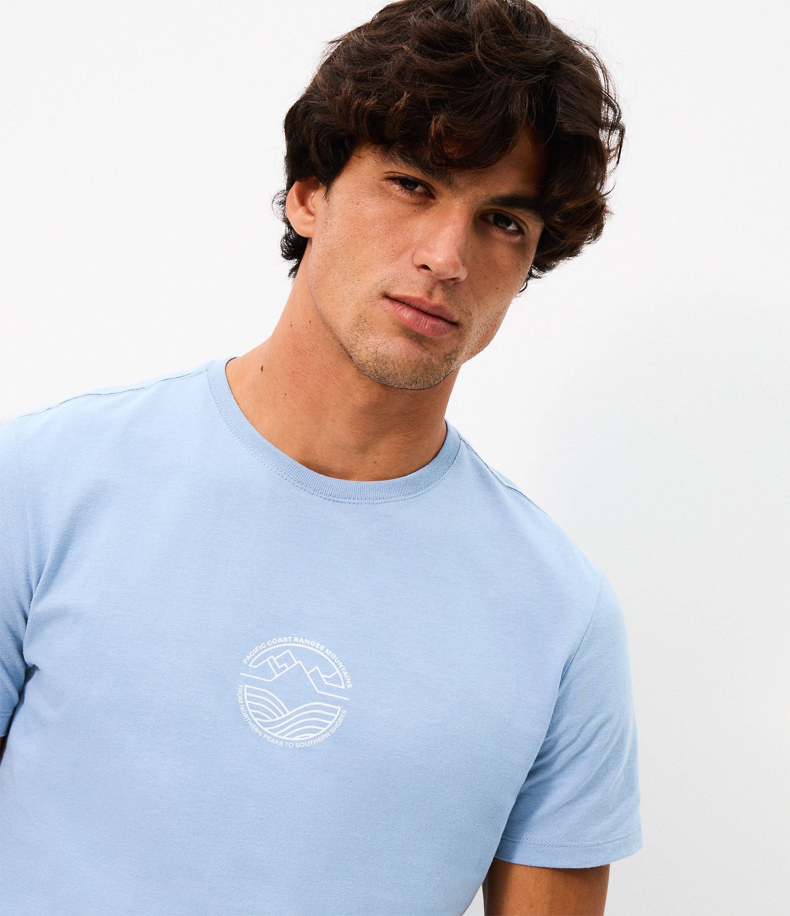 Camiseta Comfort em Algodão com Estampa Mini Silk Minimalista Azul 4
