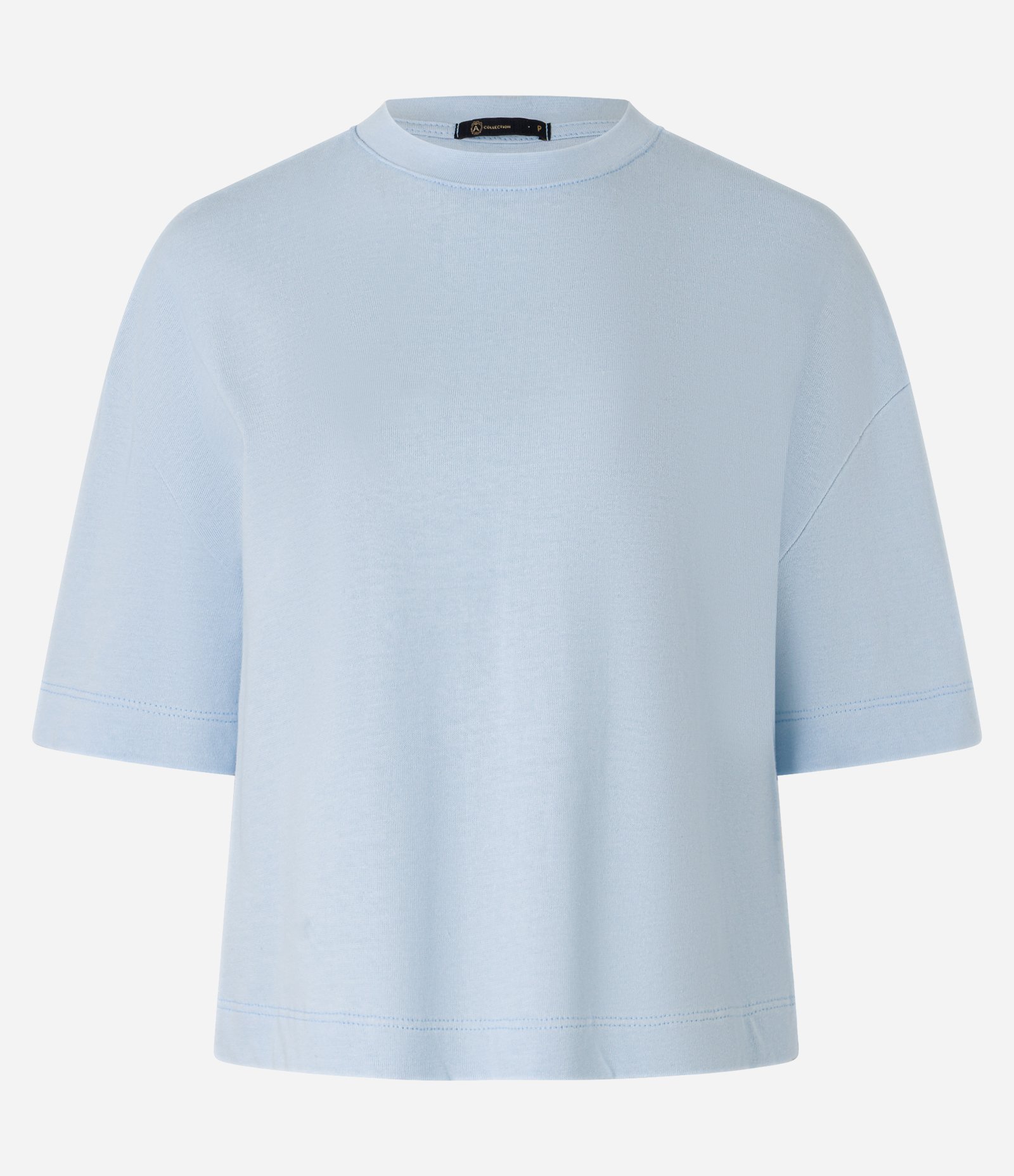 Camiseta Boxy em Algodão com Gola Redonda Azul 5