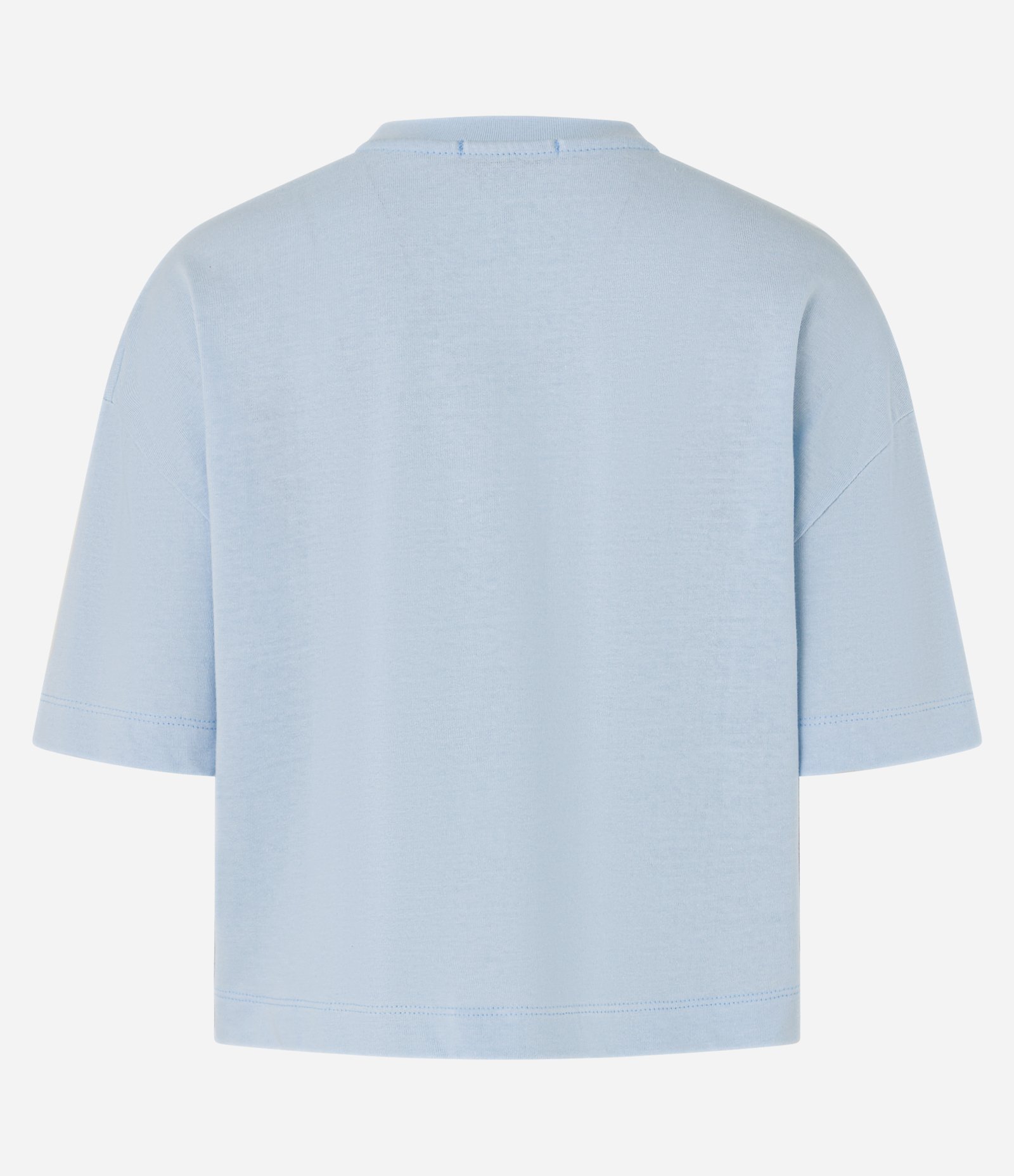 Camiseta Boxy em Algodão com Gola Redonda Azul 6