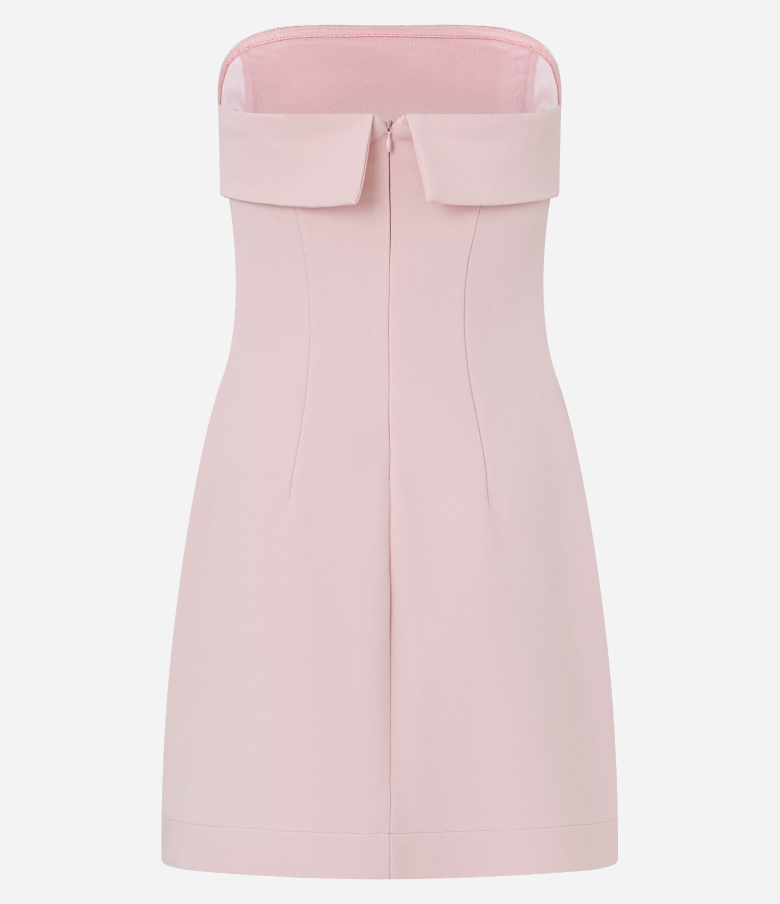 Vestido Curto Sem Alça em Crepe com Decote Virado Iogurte 2