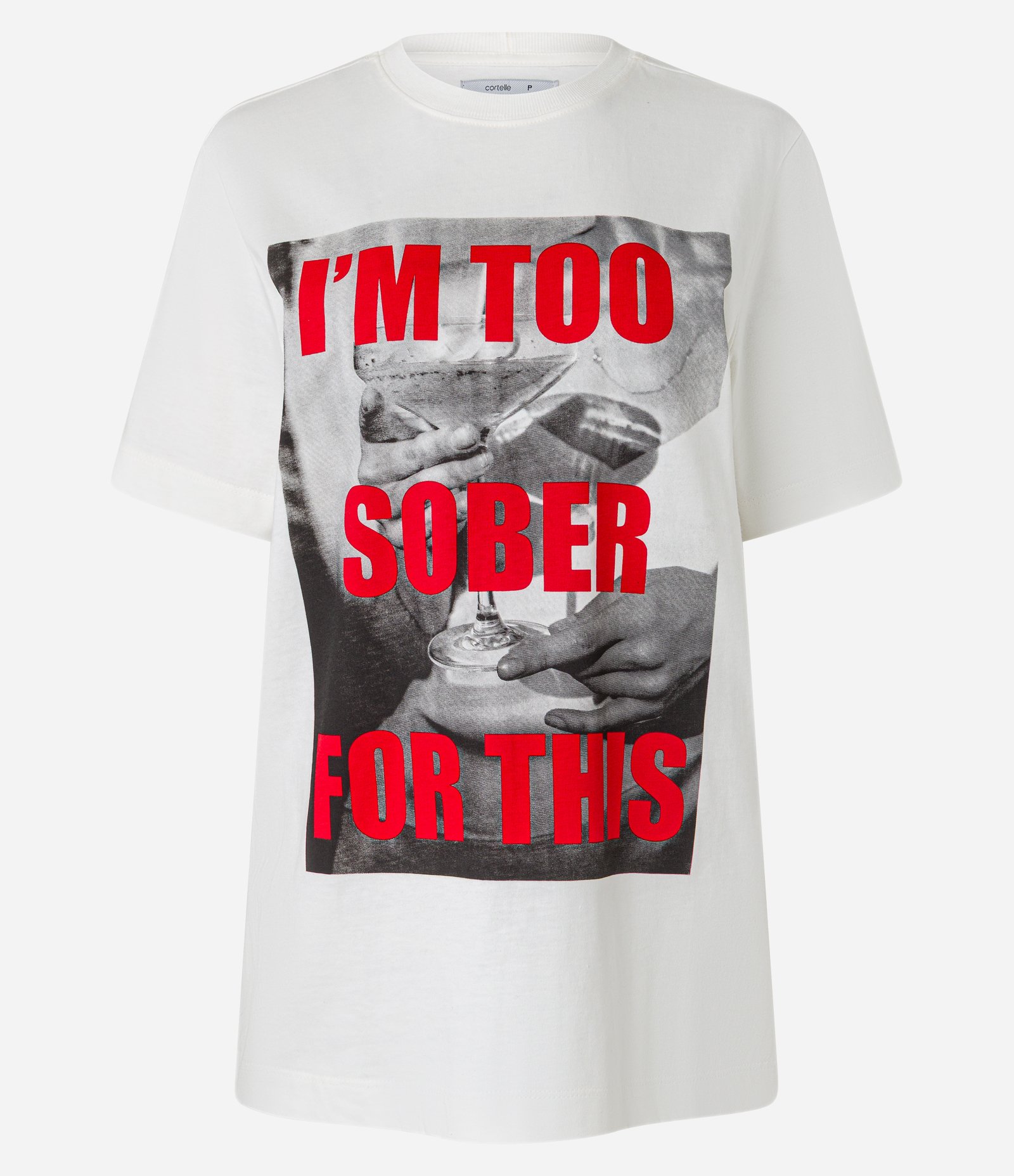 Camiseta Regular em Algodão com Estampa Im Too Sober For This Branco 5