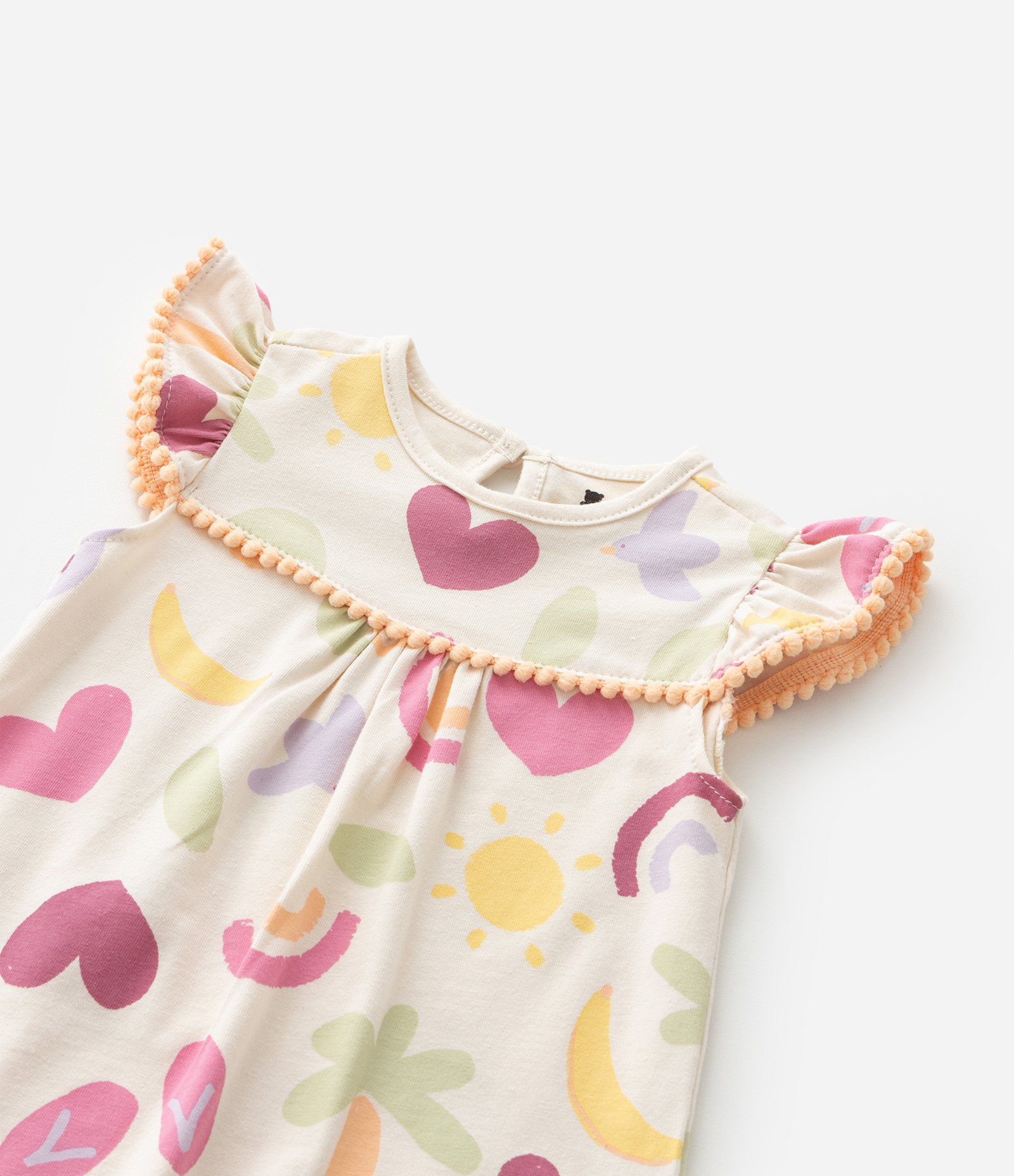 Macaquinho Infantil com Estampa Praia e Babadinhos - Tam RN a 18 meses Bege 9