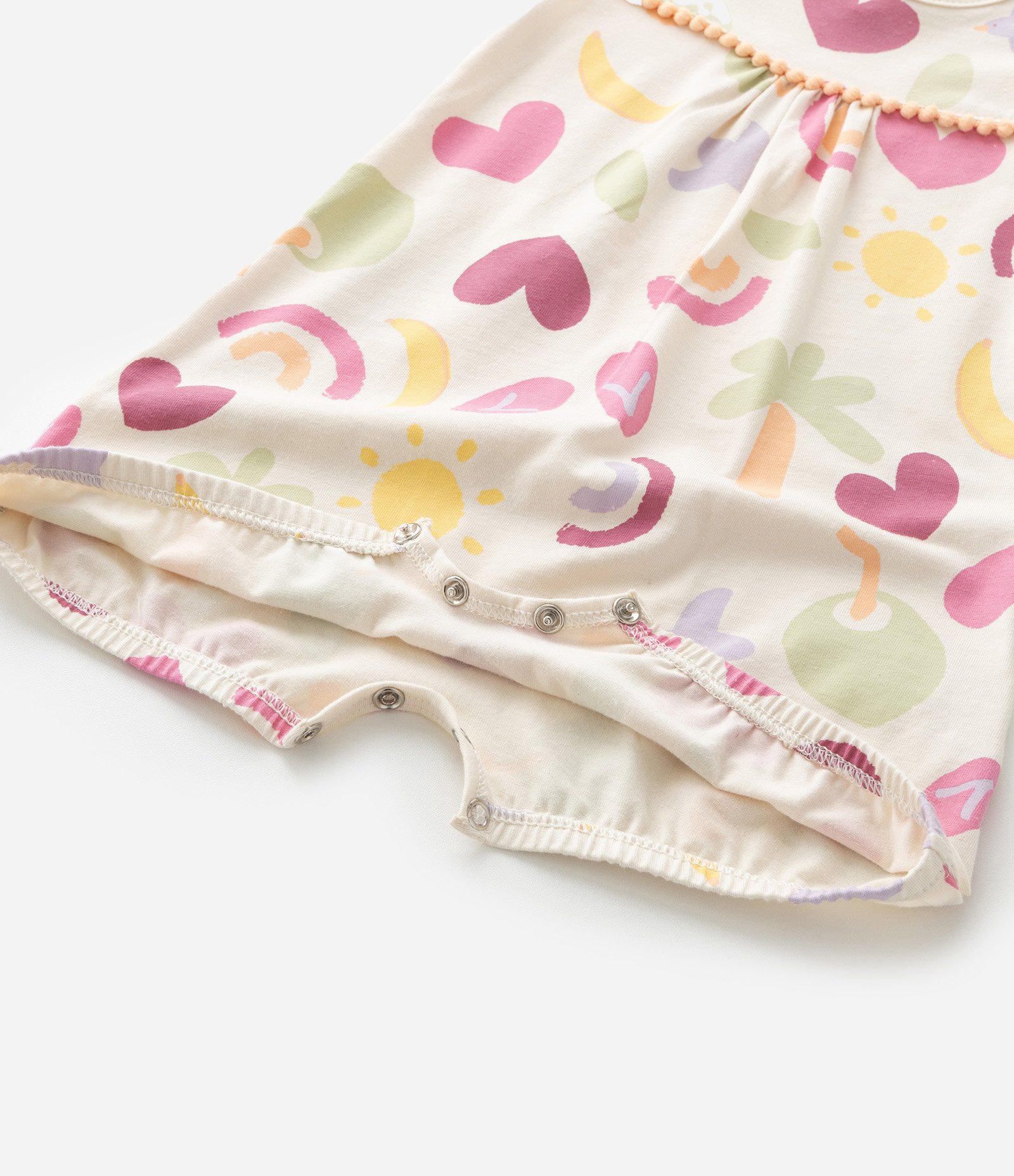 Macaquinho Infantil com Estampa Praia e Babadinhos - Tam RN a 18 meses Bege 8