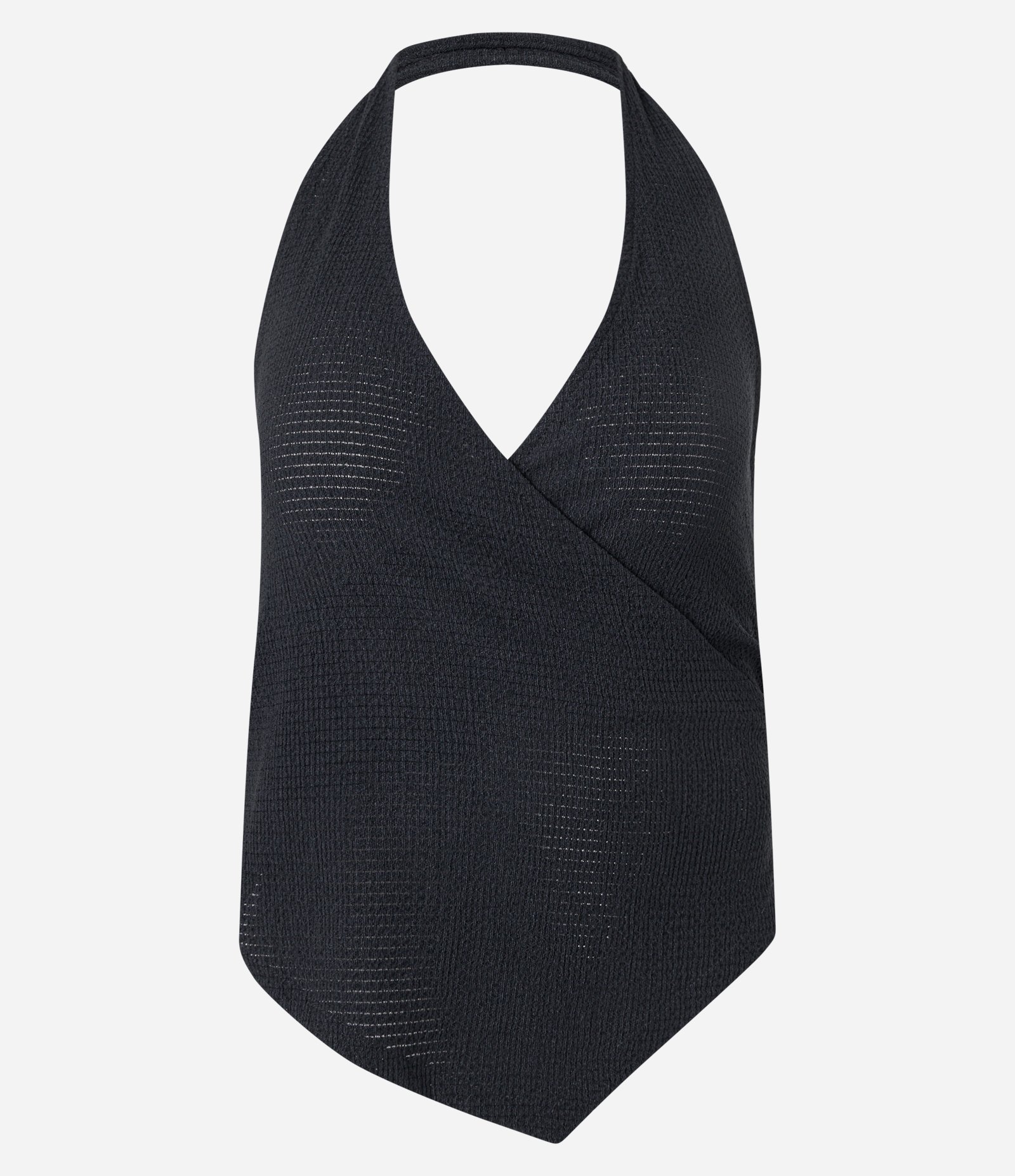 Blusa Frente Única Texturizada com Barra Assimétrica Preto 1