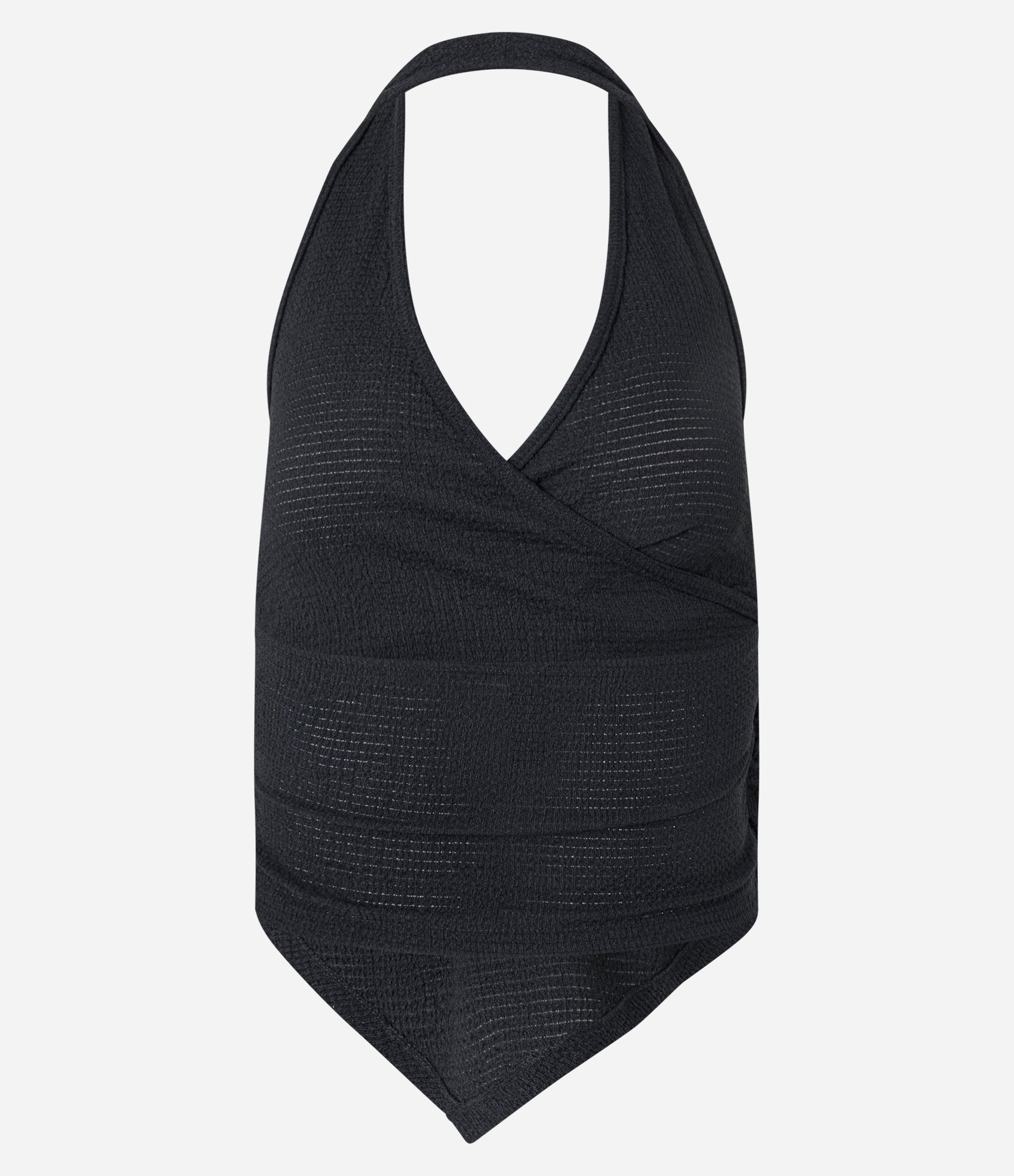 Blusa Frente Única Texturizada com Barra Assimétrica Preto 3