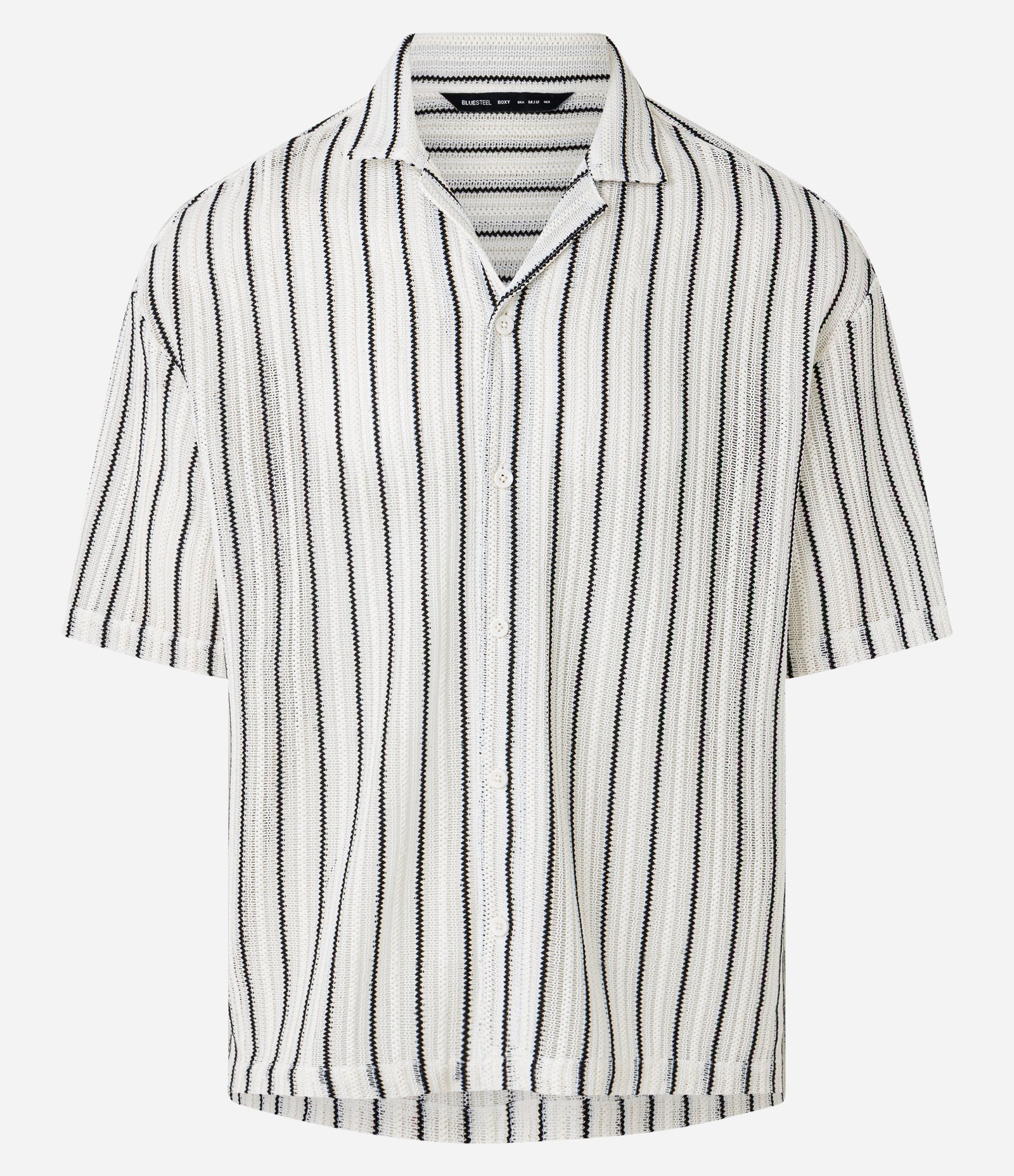 Camisa Boxy em Tricô com Estampa Listras Branco 8