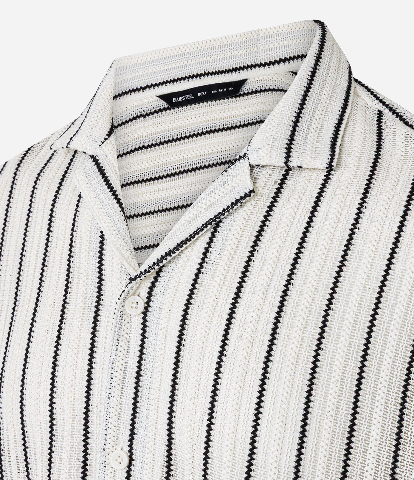 Camisa Boxy em Tricô com Estampa Listras Branco 9