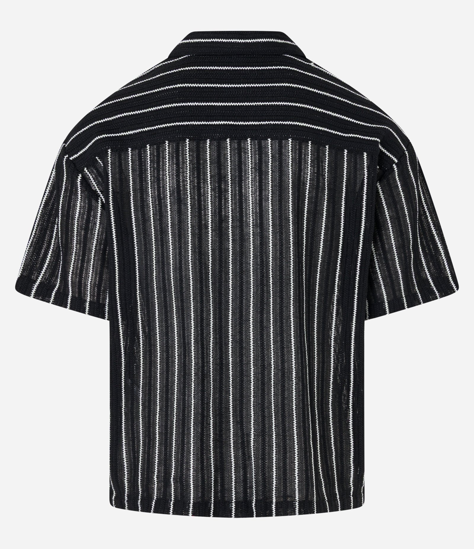 Camisa Boxy em Tricô com Estampa Listras Preto 7
