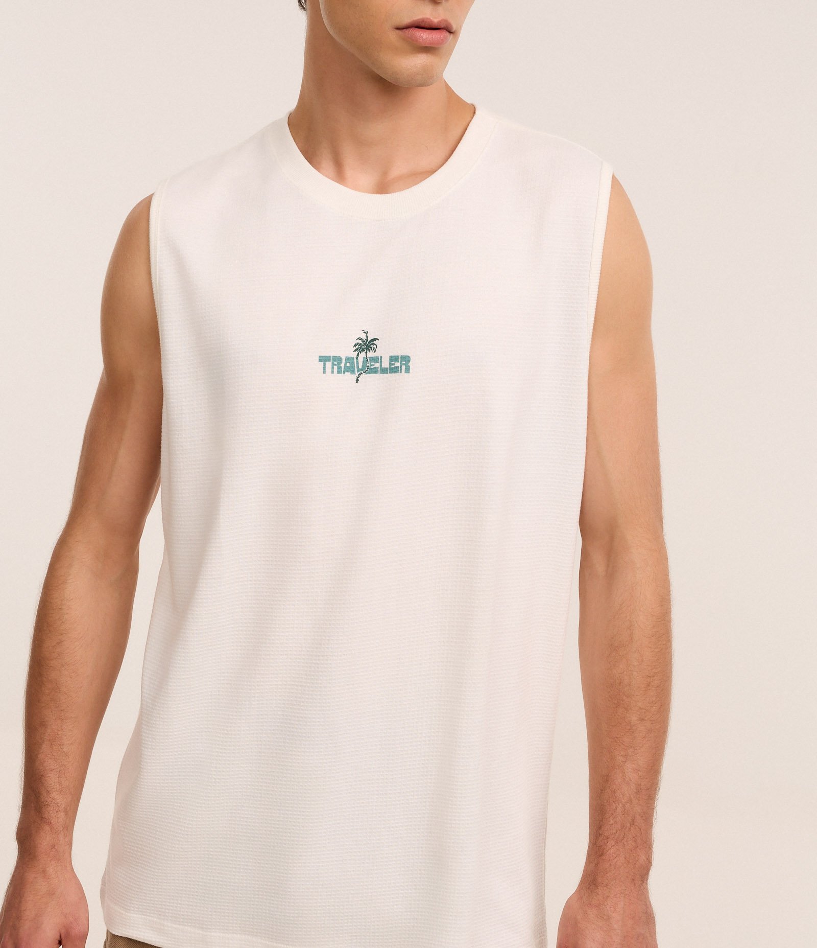 Regata Comfort em Algodão com Textura e Estampa Lettering Coqueiro Branco 3