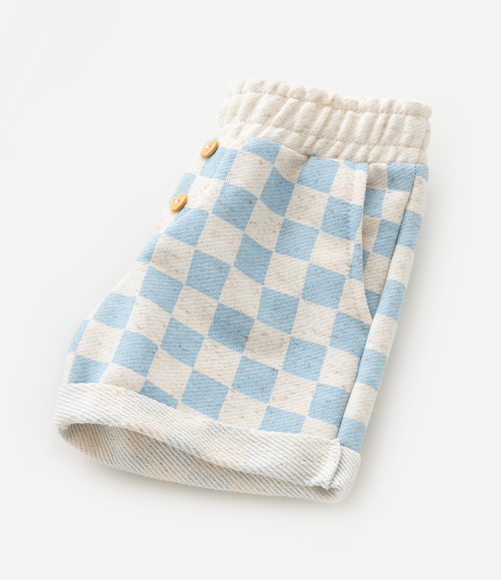 Conjunto Infantil em Moletom com Estampa Xadrez Vichy - Tam 0 a 18 Meses Bege/Azul 8