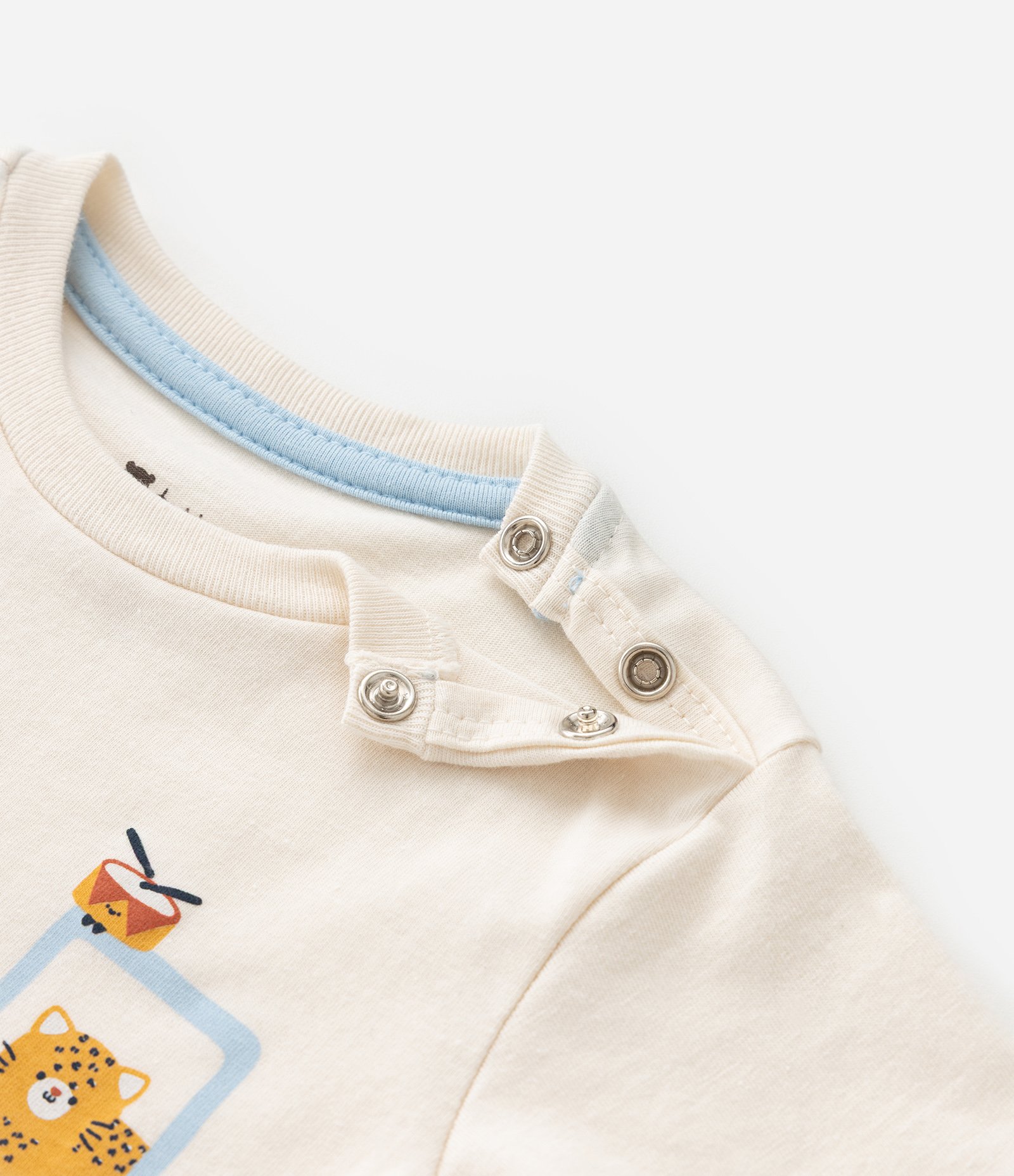 Conjunto Infantil em Moletom com Estampa Xadrez Vichy - Tam 0 a 18 Meses Bege/Azul 9