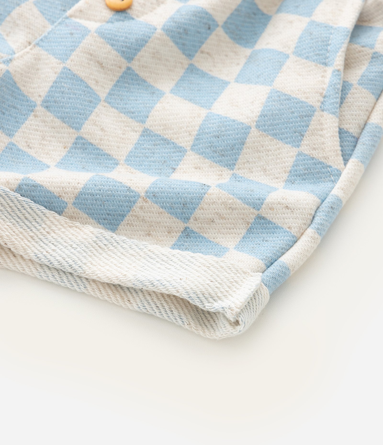 Conjunto Infantil em Moletom com Estampa Xadrez Vichy - Tam 0 a 18 Meses Bege/Azul 11